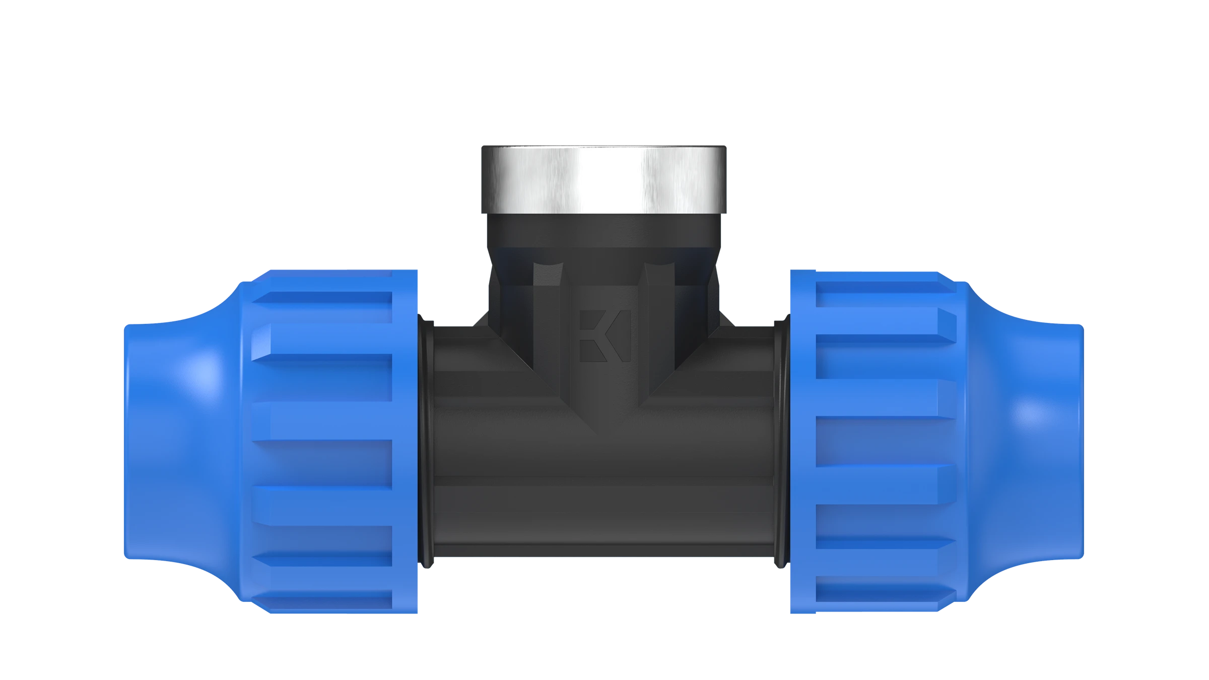 PP T-Stück, 20 mm x 1/2''IG x 20 mm, Klemmfitting für HDPE
