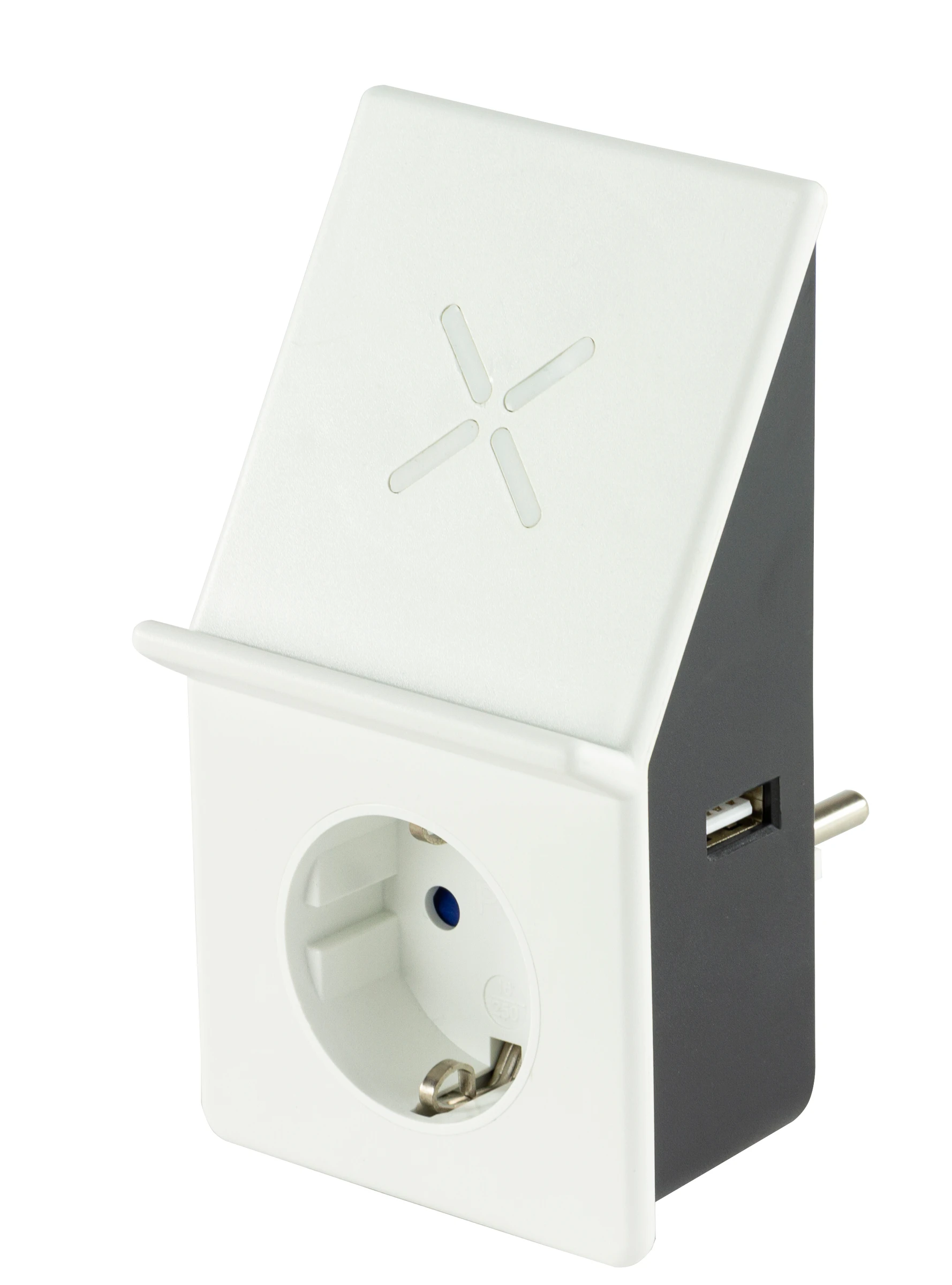 USB Ladegerät Induktion & 1xUSB- & 1xSchutzk.-Steckdose 3,1A/2,4A weiß