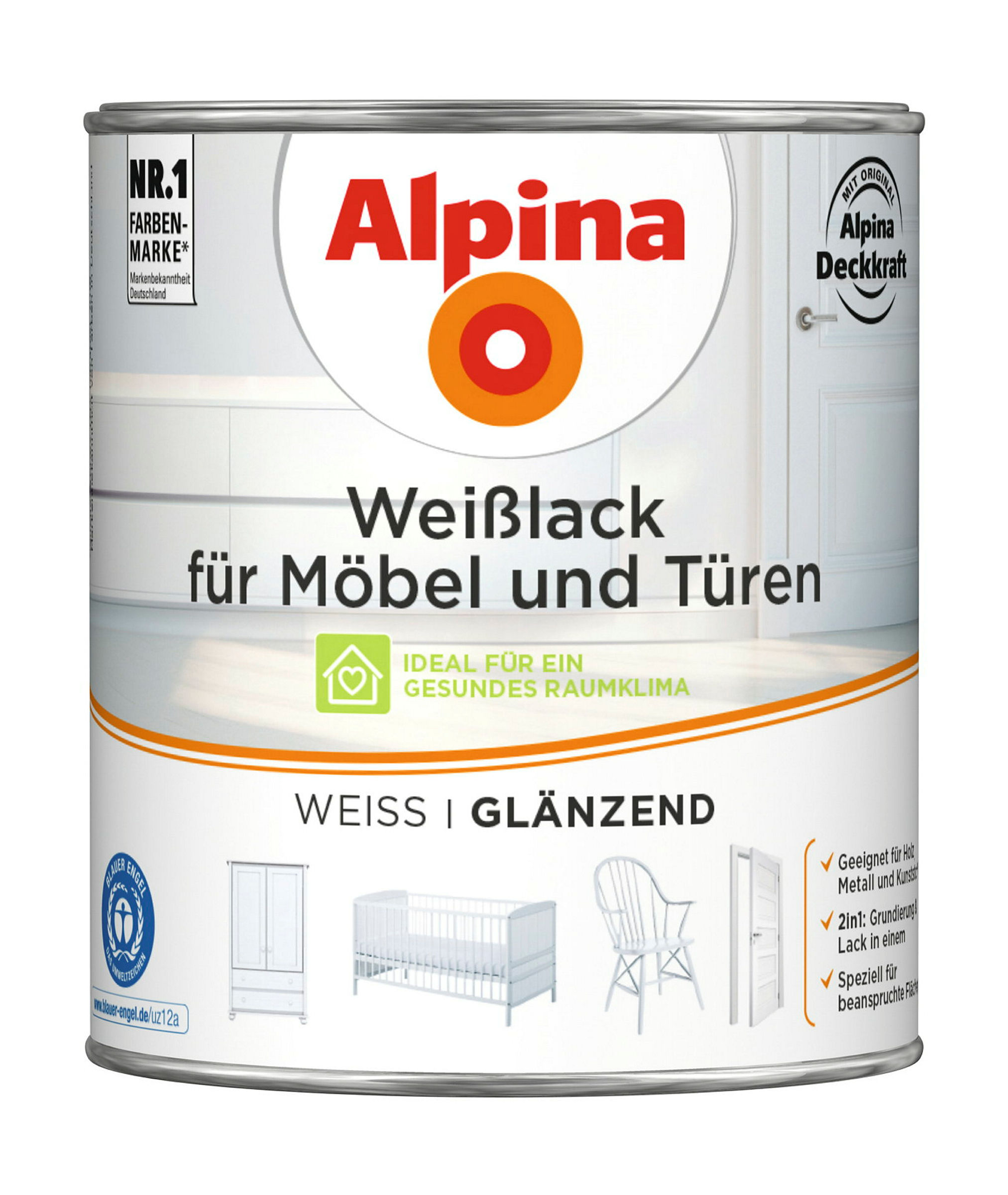 Alpina Weißlack für Möbel und Türen 750ml glänzend