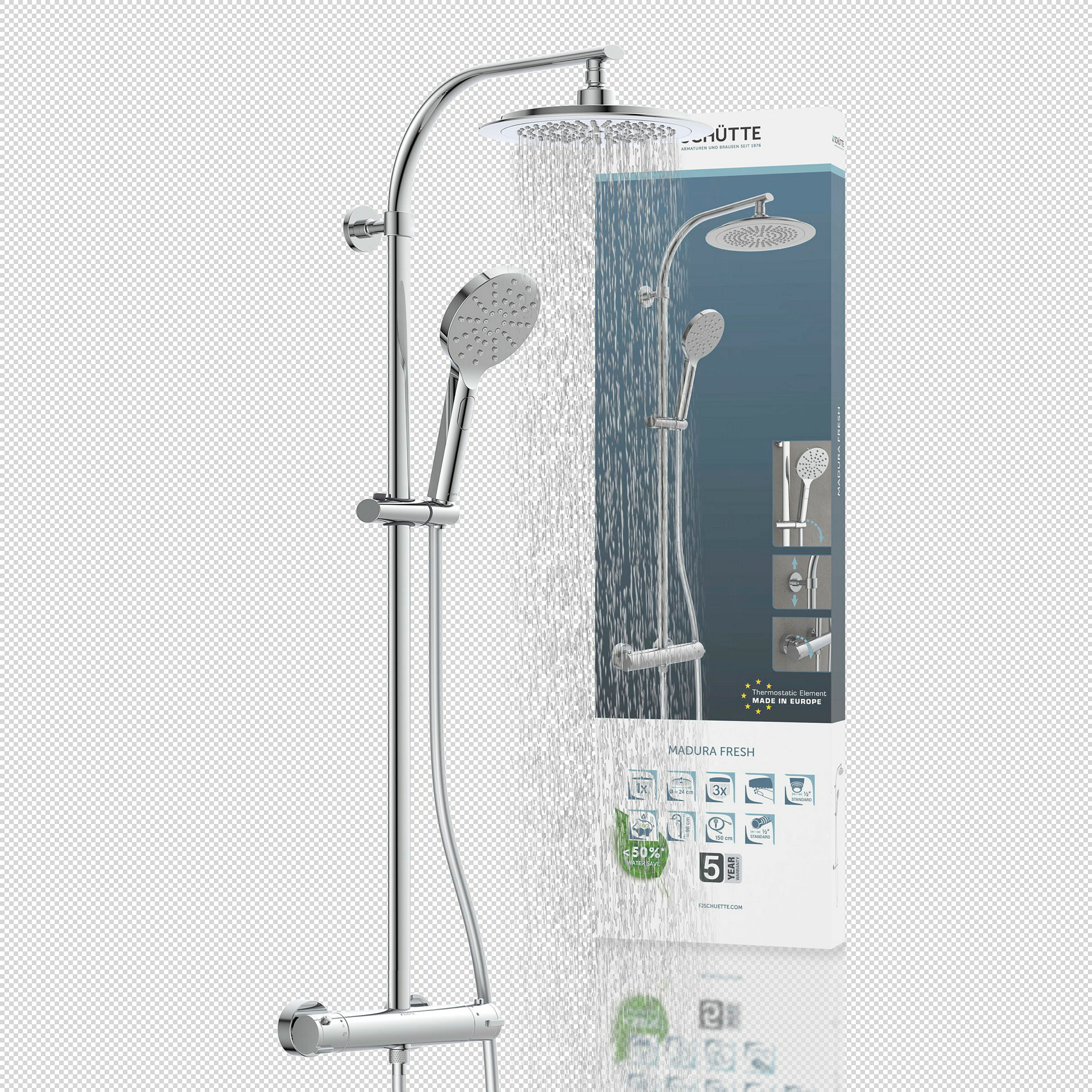 MADURA FRESH Überkopfbrause-Set, Chrom, mit Thermostatarmatur