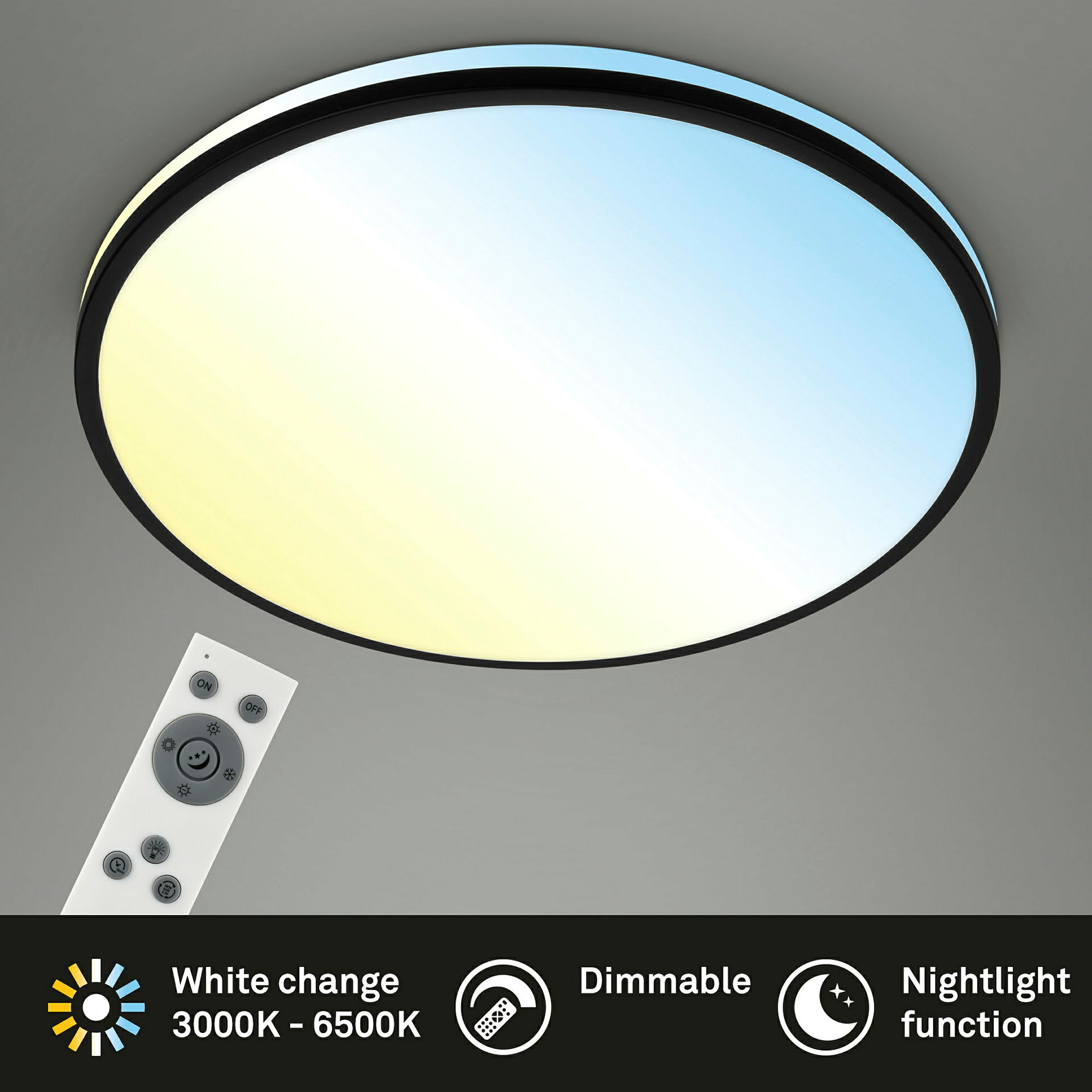 LANA CCT-LED Deckenleuchte, Schwarz, LED / 40W
