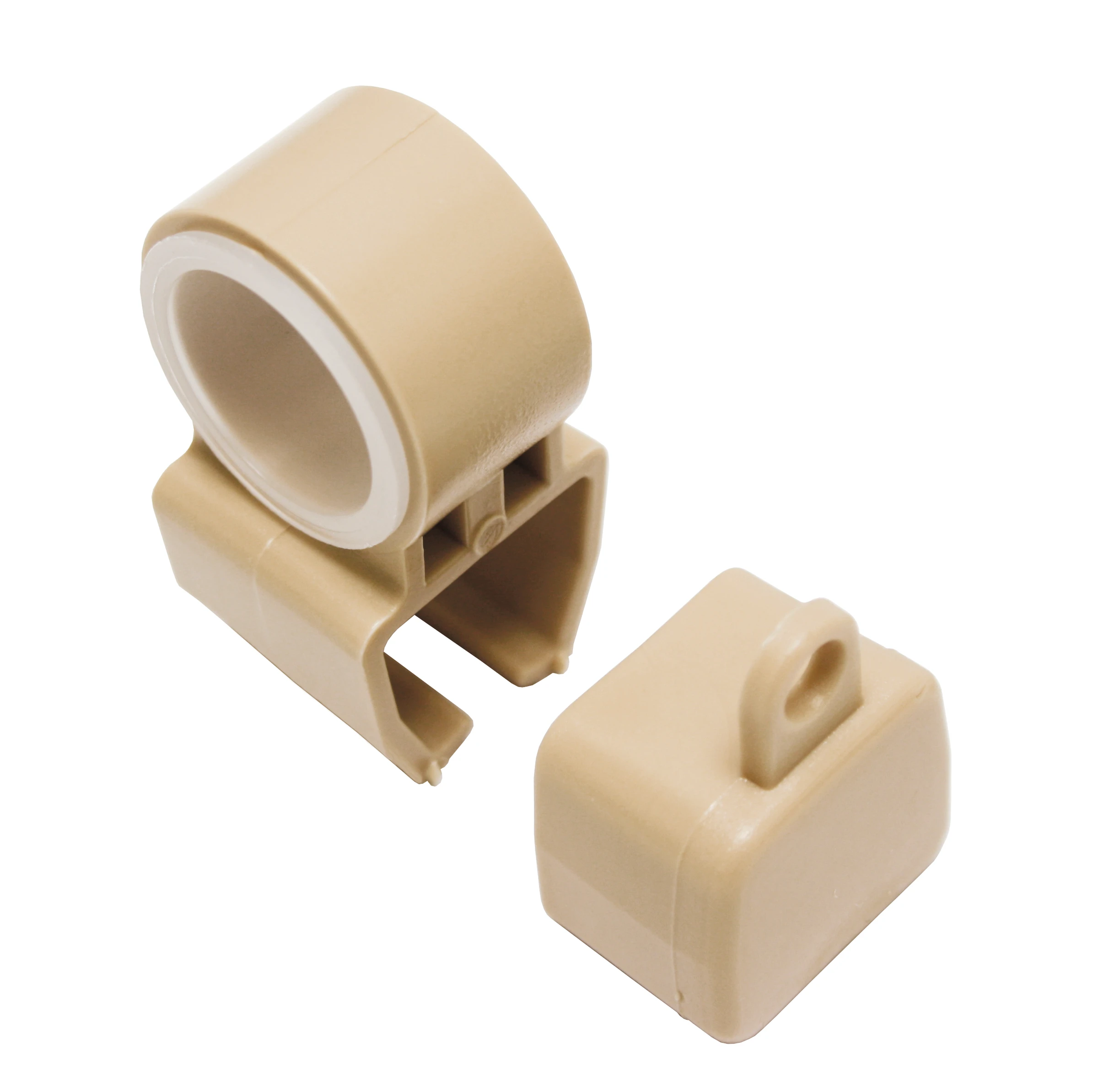 Halter mit Endkappen für U-Laufschienen, beige