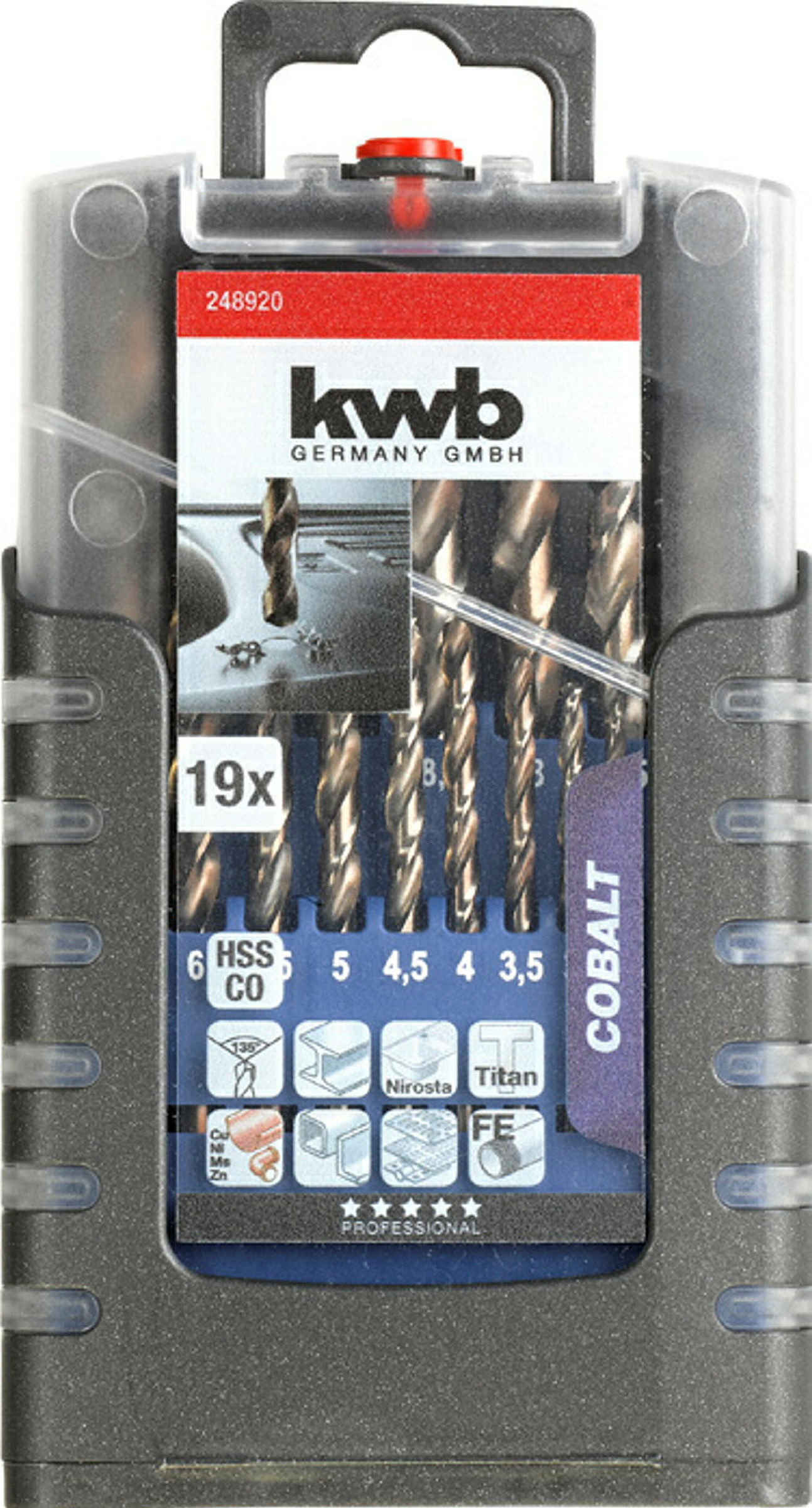 COBALT HSS CO Spiralbohrersatz, 19-tlg.