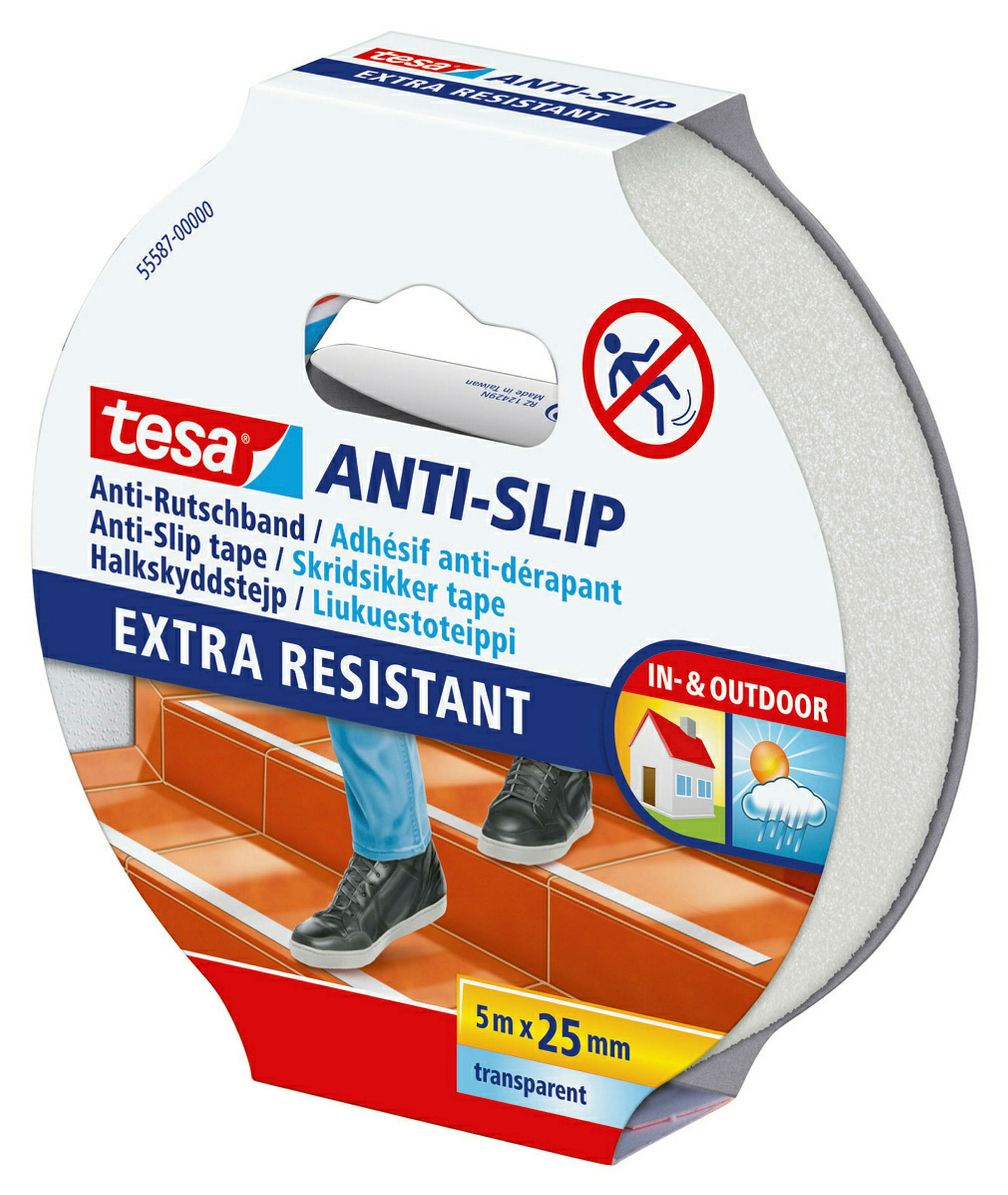 tesa® Anti Rutschband transparent, 5 m : 25 mm