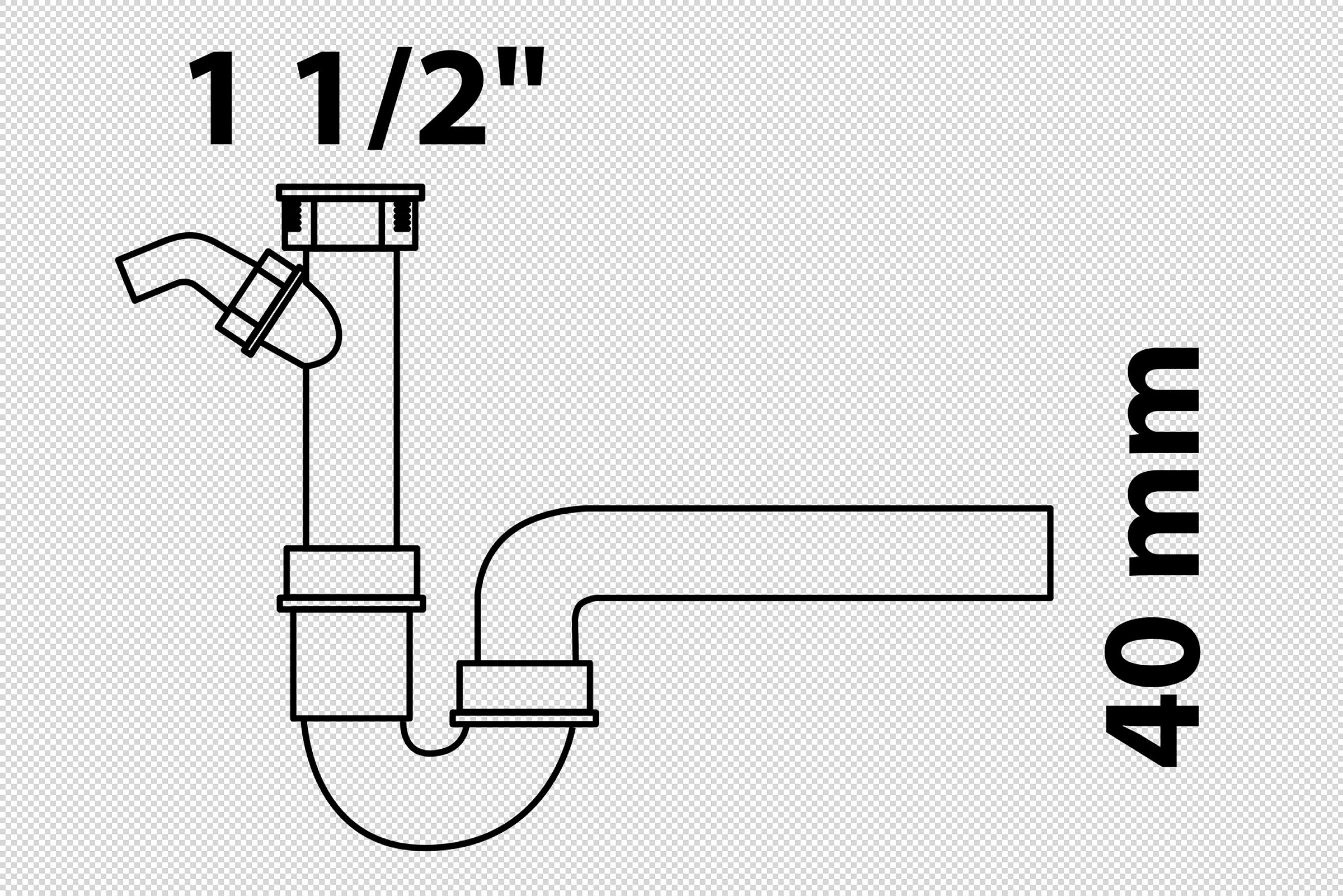 ECO-SAVE KS Spültisch-Röhrensiphon,Grau, 1 1/2''IG x 40 mm, mit 3/4'' Gerät