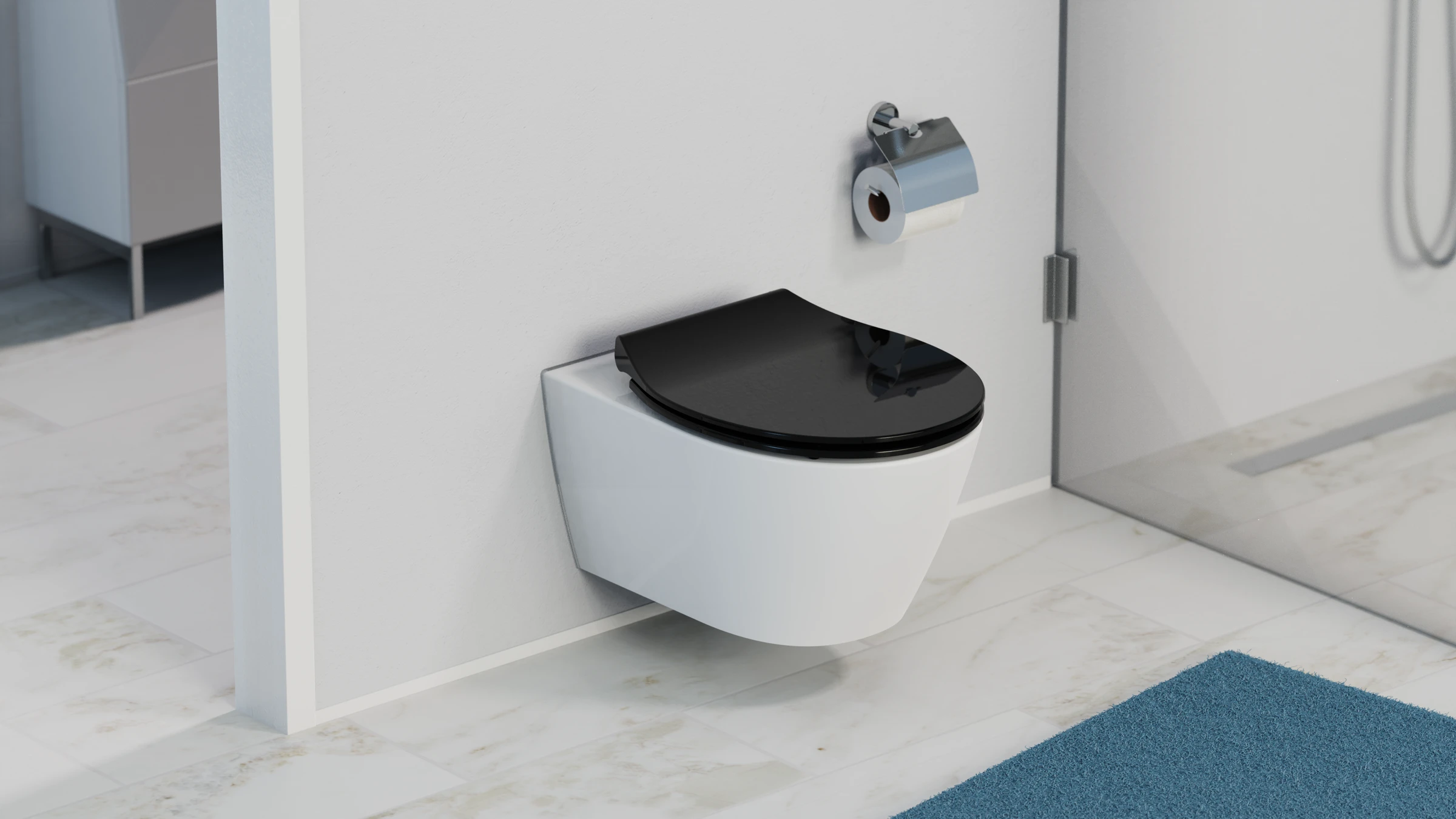 Duroplast WC-Sitz SLIM BLACK, mit Absenkautomatik und Schnellverschluss