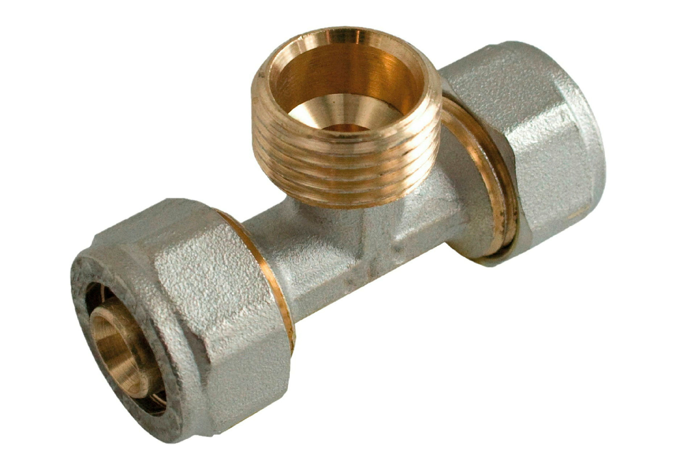 MS T-Stück, blank, 20 mm x 3/4''AG x 20 mm, Klemmfitting für MSVR