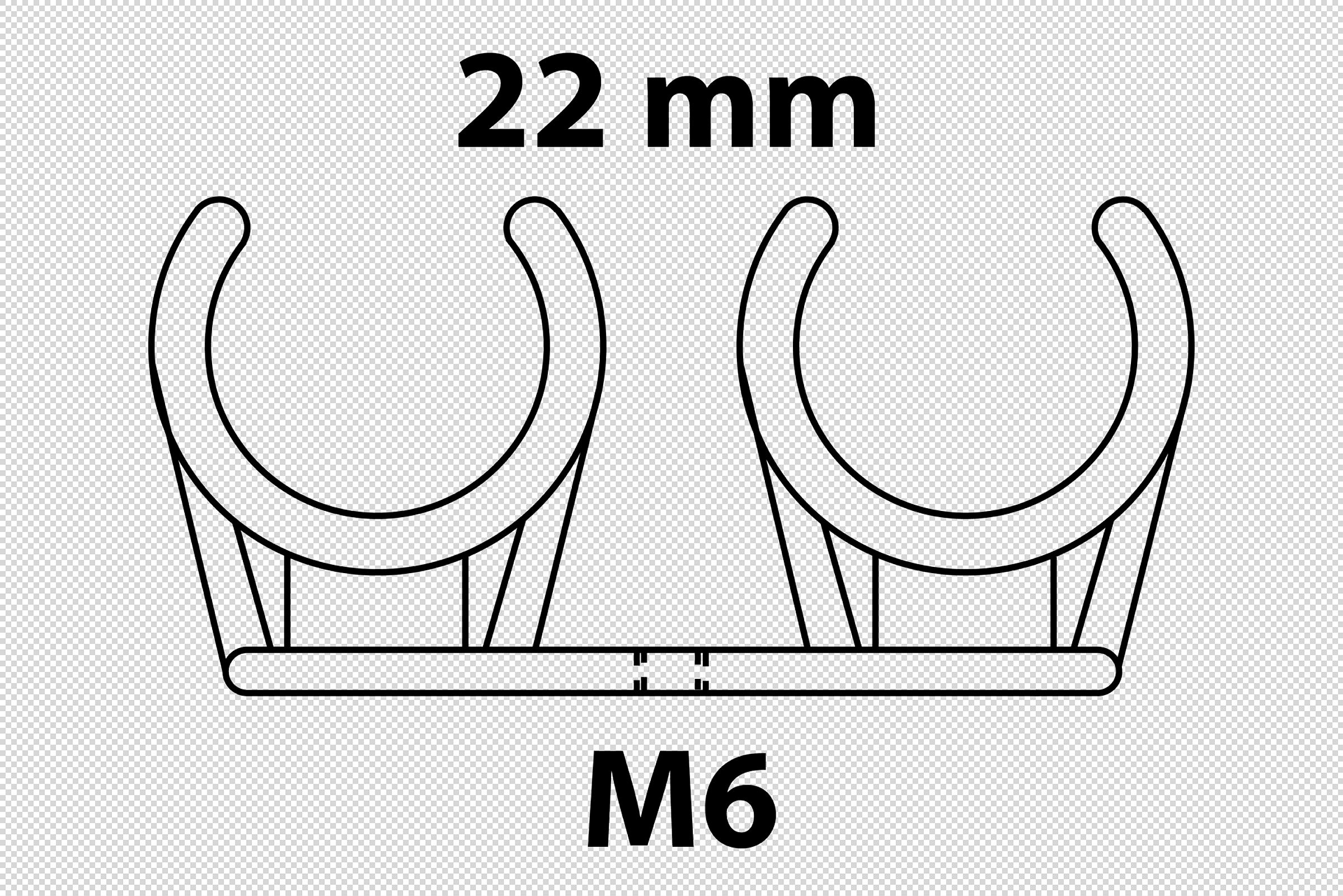 Rohrclip doppelt, 22 mm, mit M6 Gewindehülse