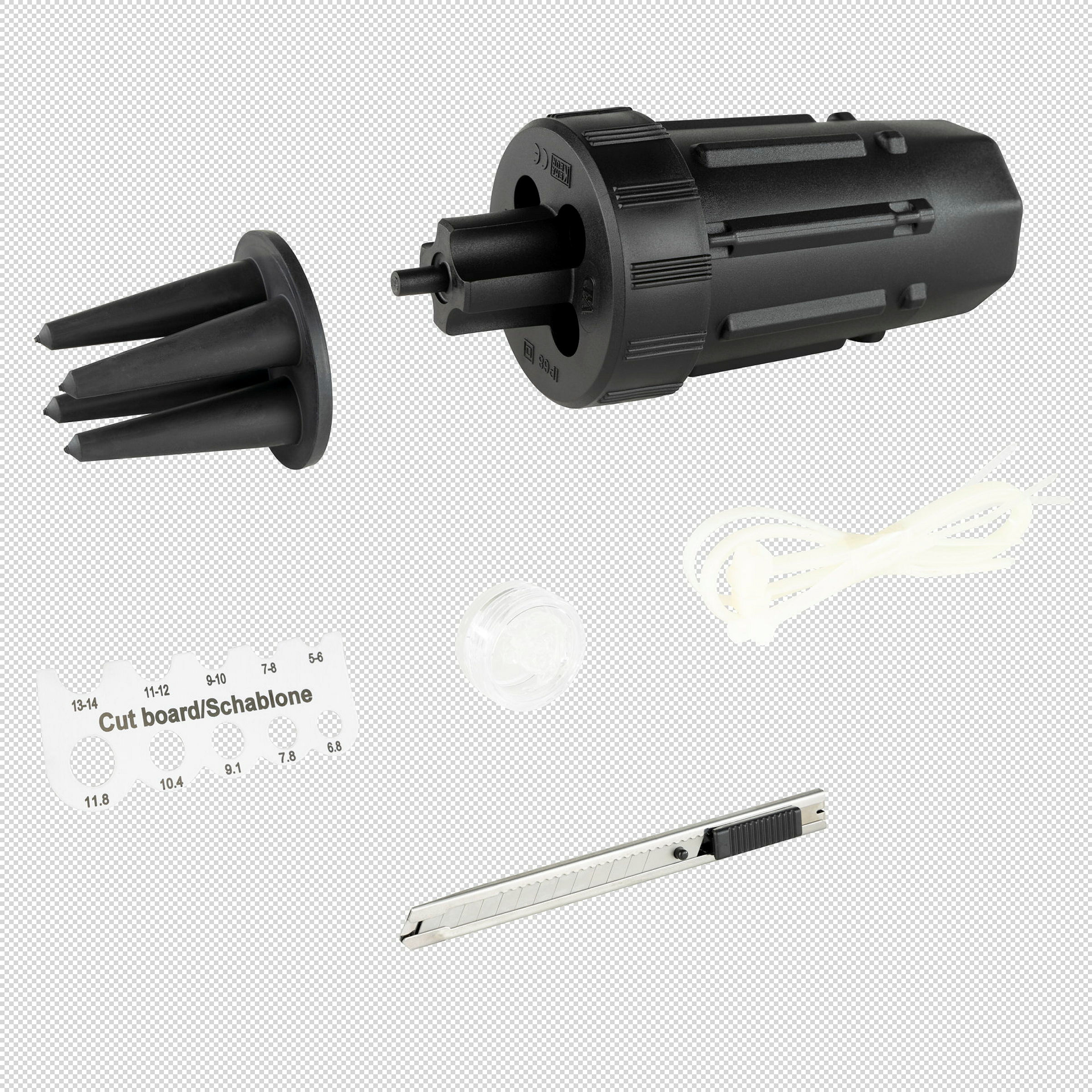 Dosenmuffe für Erdkabelverlegung IP68, 4-f. 5-14mm m. Zubehör schwarz