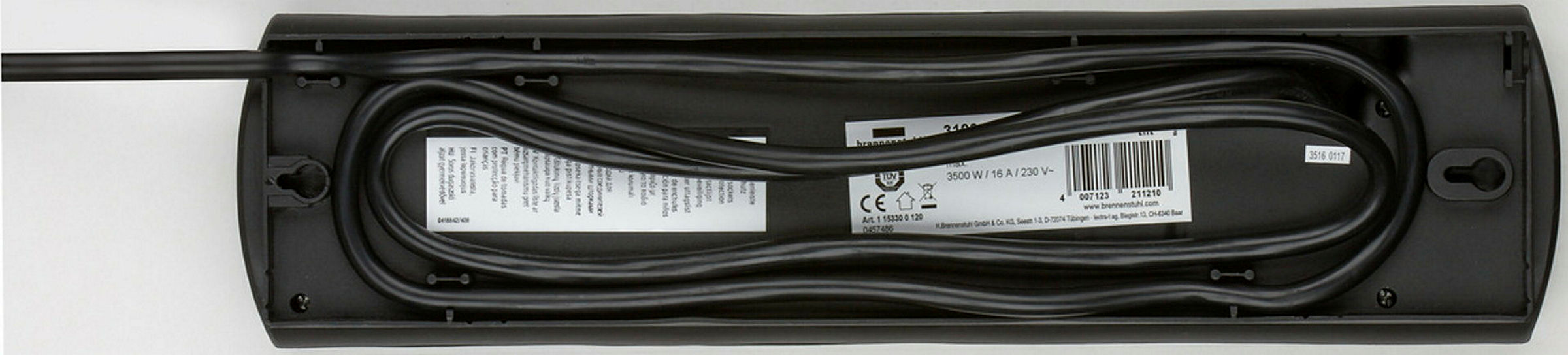 PRIMERA-LINE 10fach schwarz *DE* 2m H05VV-F3G1,5 - DUO mit 2 Schalter