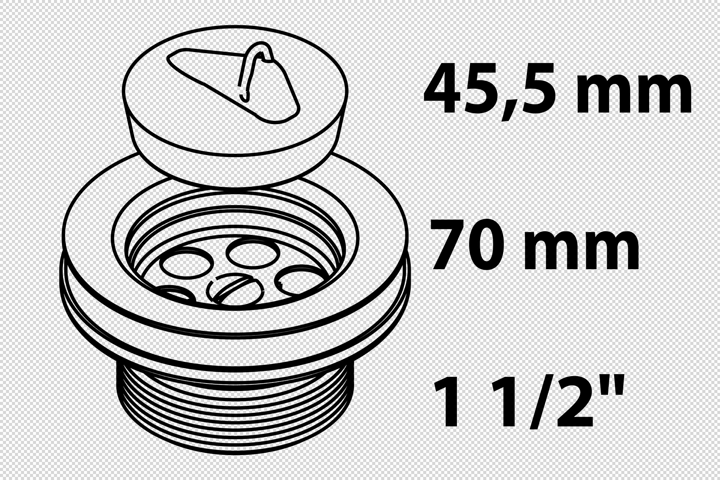 ECO-SAVE KS Ablaufventil, Grau, 1 1/2''AG x 70 mm, Ventilkelch mit Ventilst