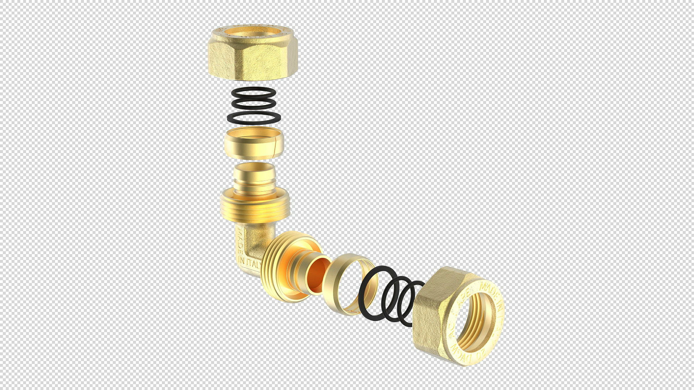 MS Winkel 90°, blank, 20 mm, Klemmfitting für MSVR