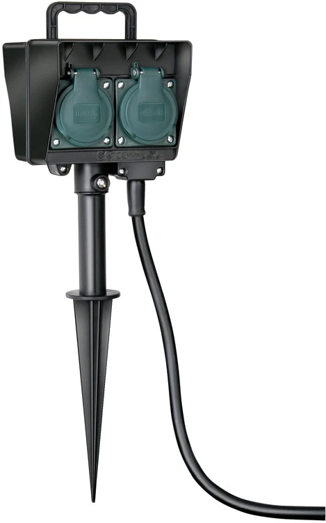 Gartensteckdose mit Erdspiess 4-Fach 10m Kabel H07RN-F3G15