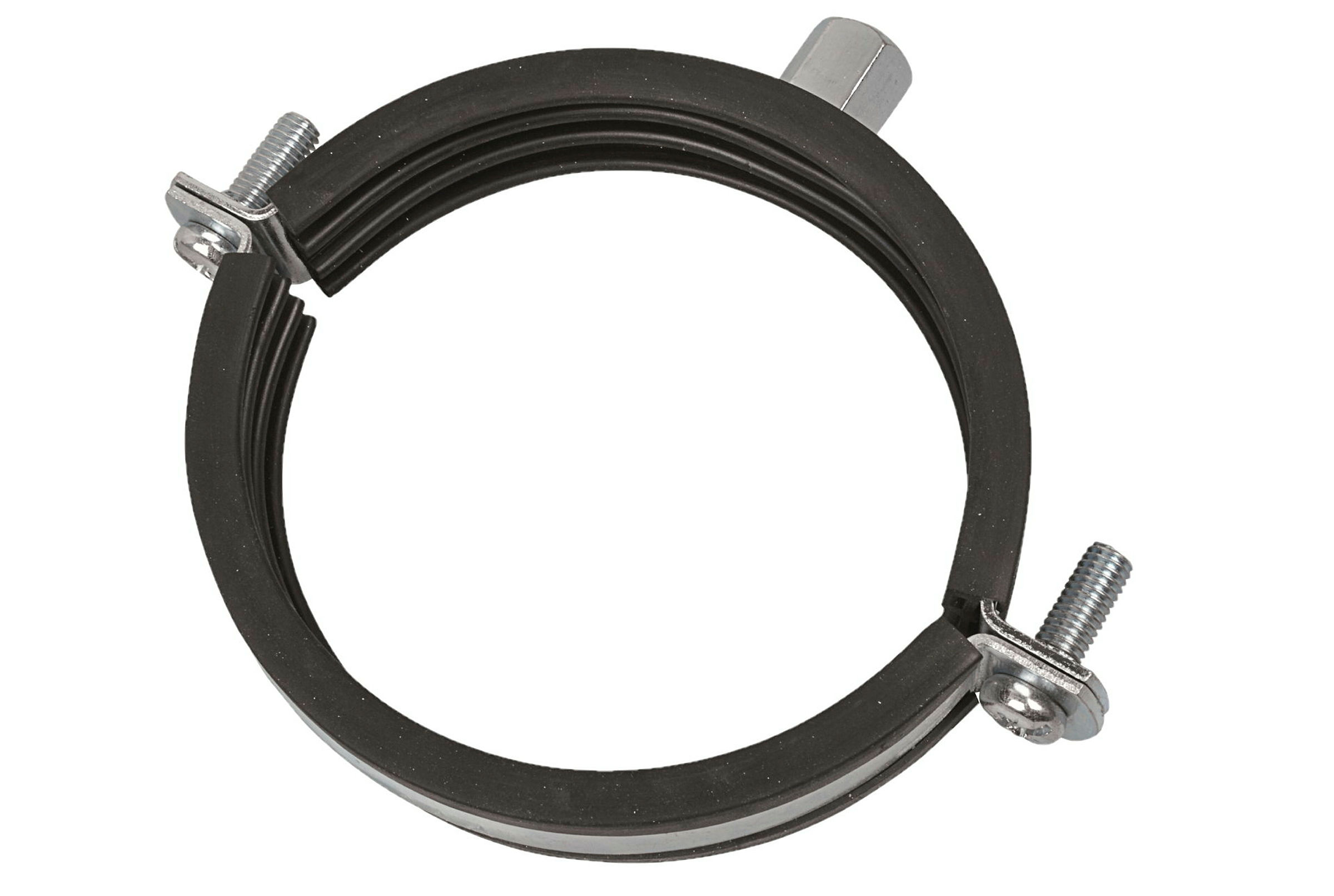 Rohrschelle, 74 mm - 80 mm, schallgedämmt, für 2 1/2'', mit M8 Gewindemuffe