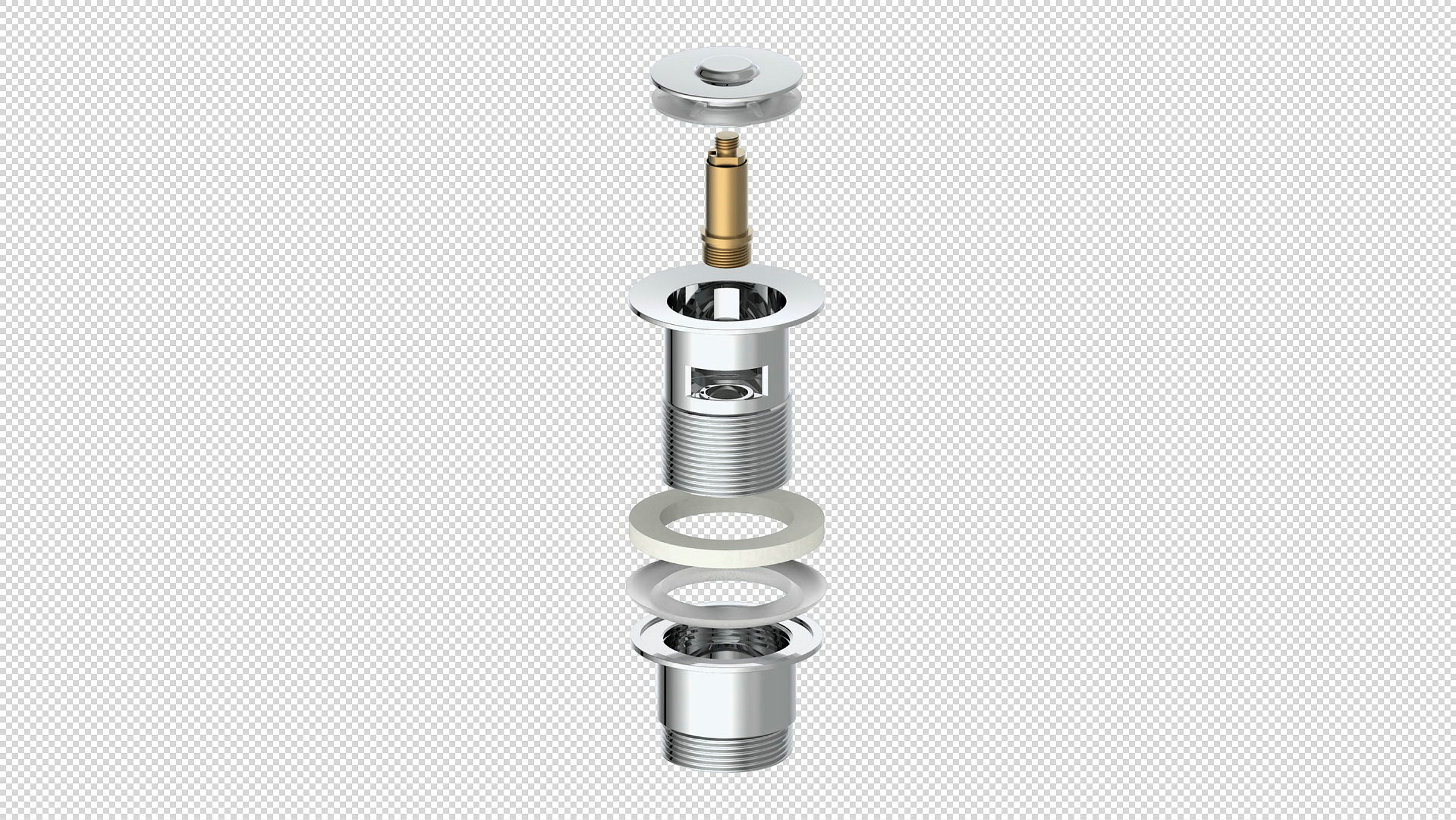 DAV-2WK Ablaufventil, Chrom, 1 1/4'' x 65 mm, mit Überlauf