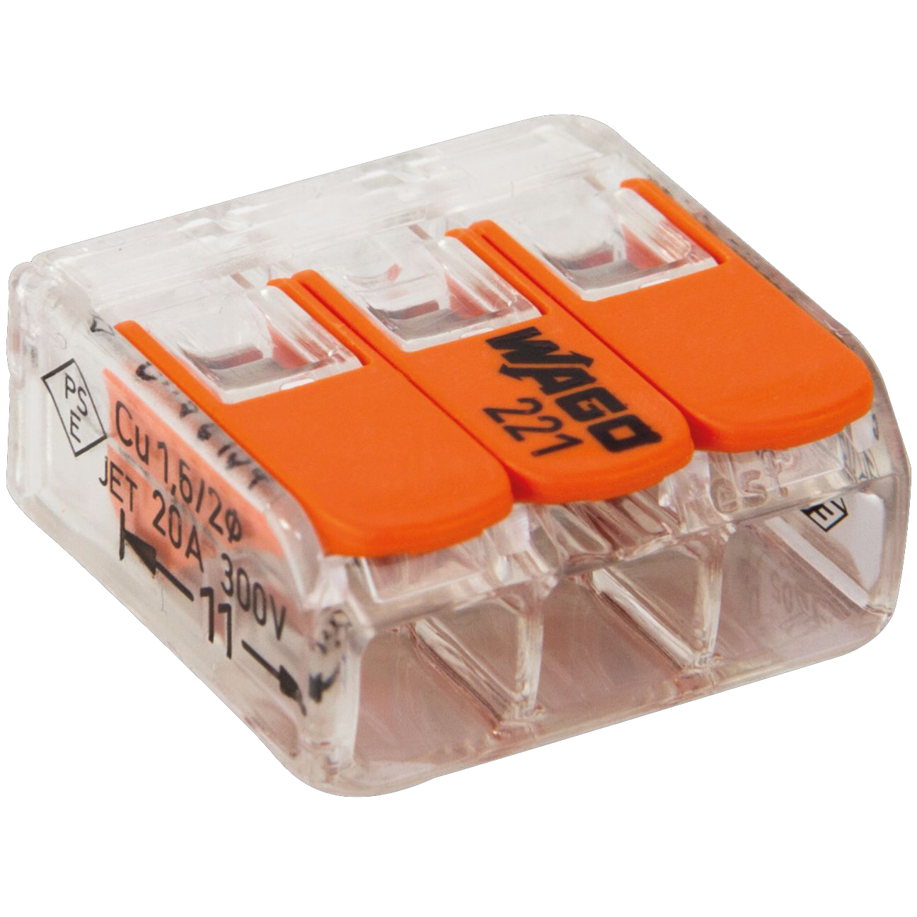 WAGO Verbindungsklemme, 3-fach, orange, 10 Stück