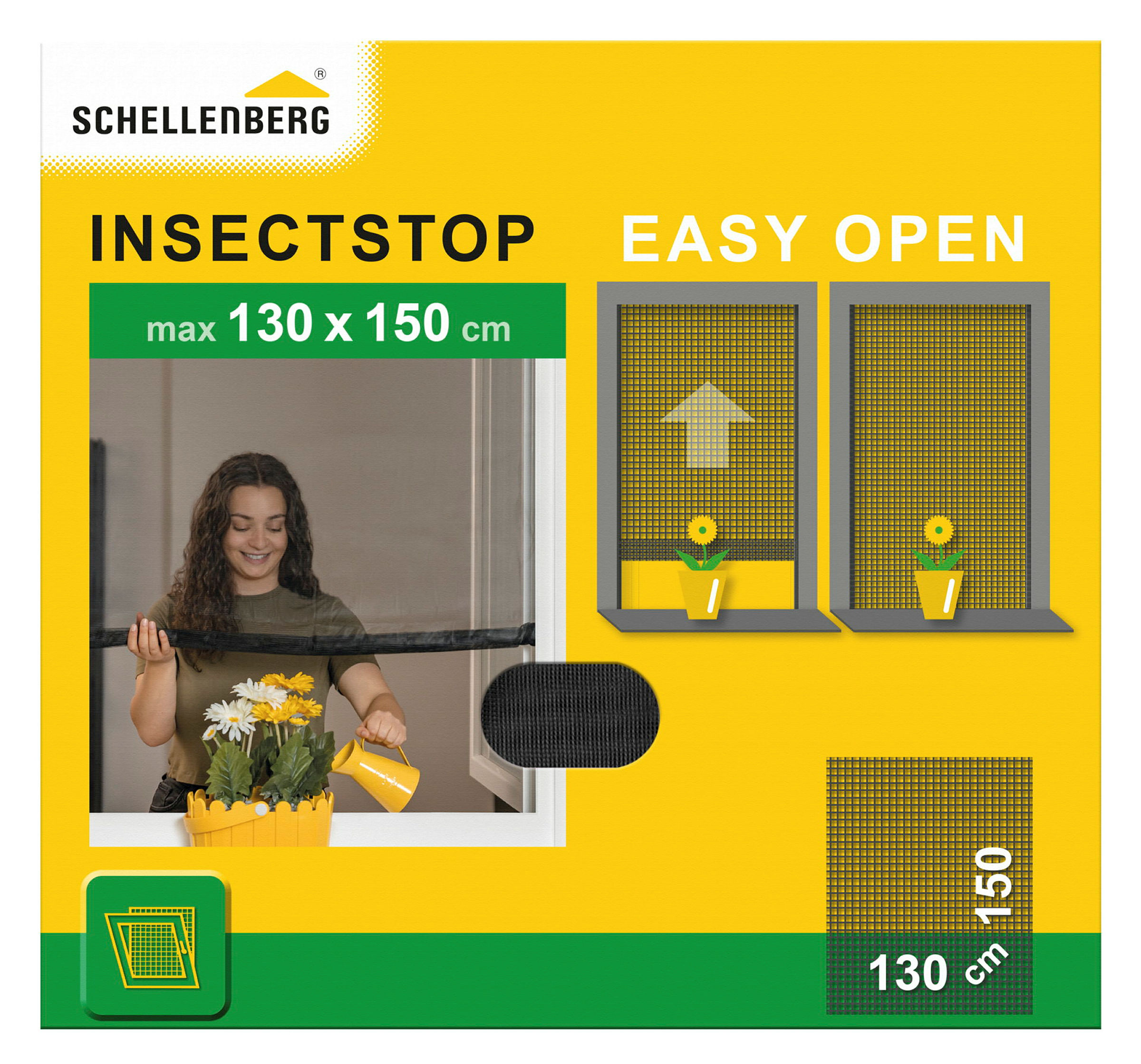 Schellenberg Insektenschutzgitter Easy Open, 130 x 150 cm, anthrazit