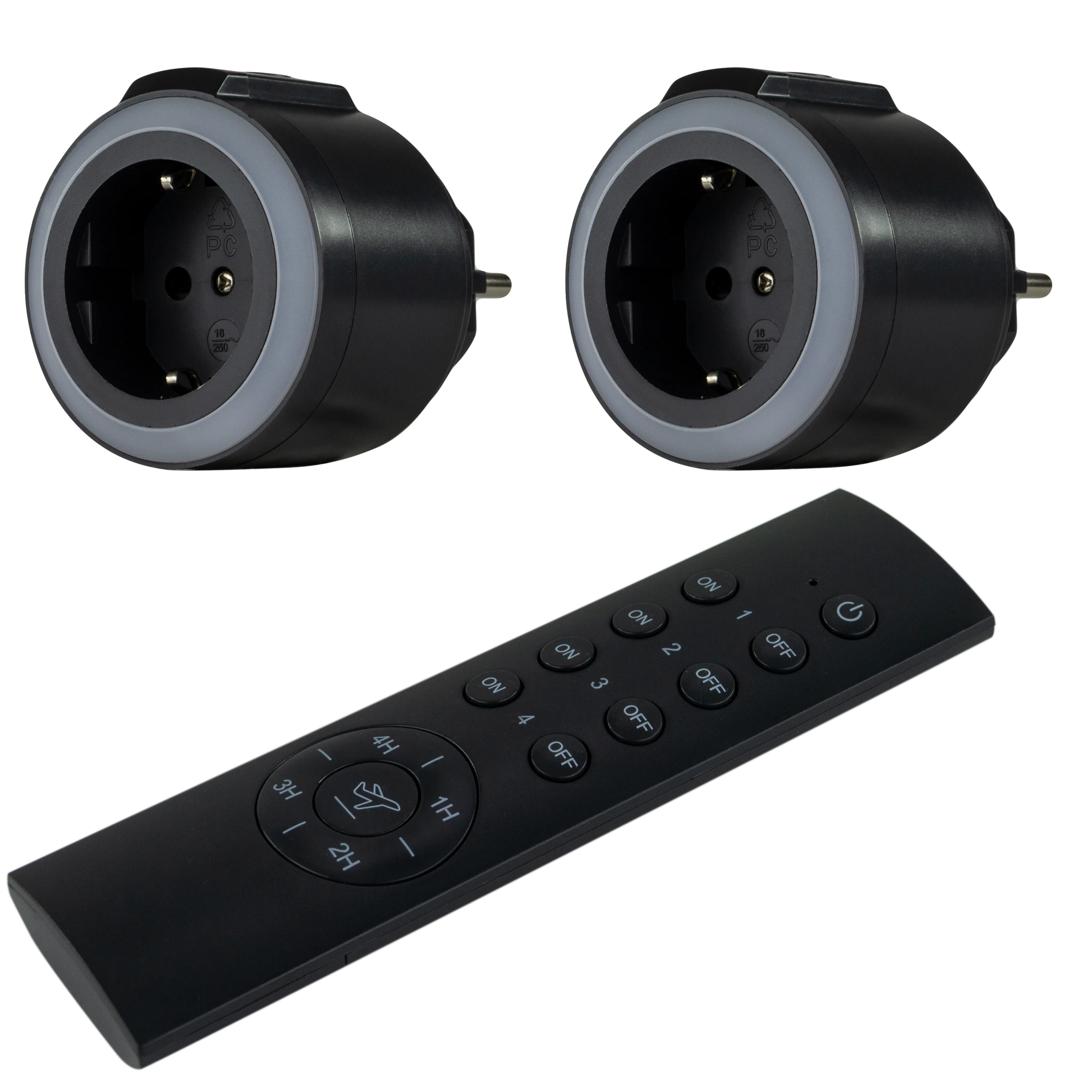 Funkschalt-Set Comfort 2+1 m.Fernbedienung, LED & Countdown, anthrazit