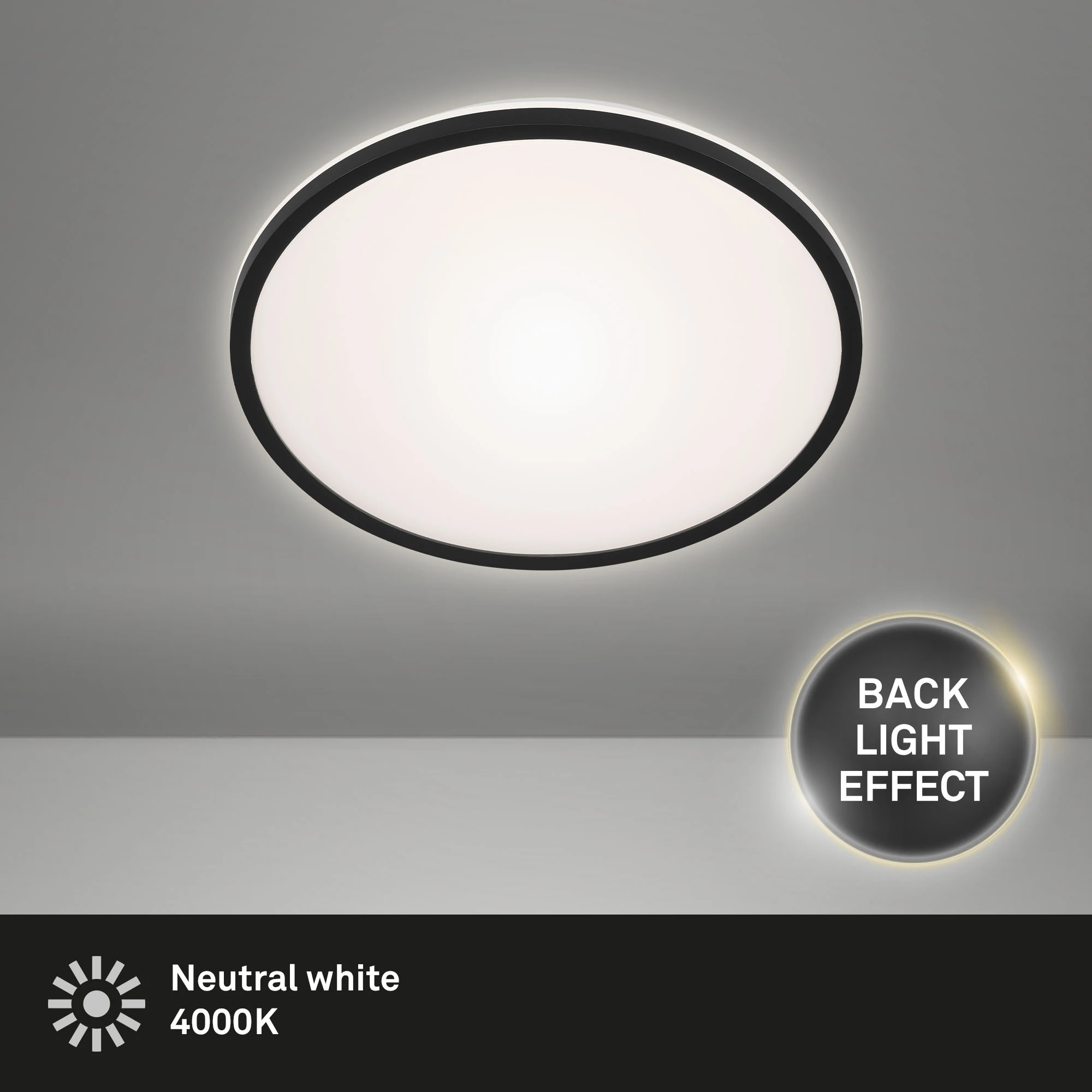 LED DeLa mit Backlighteffekt schwarz, 1xLED/15W