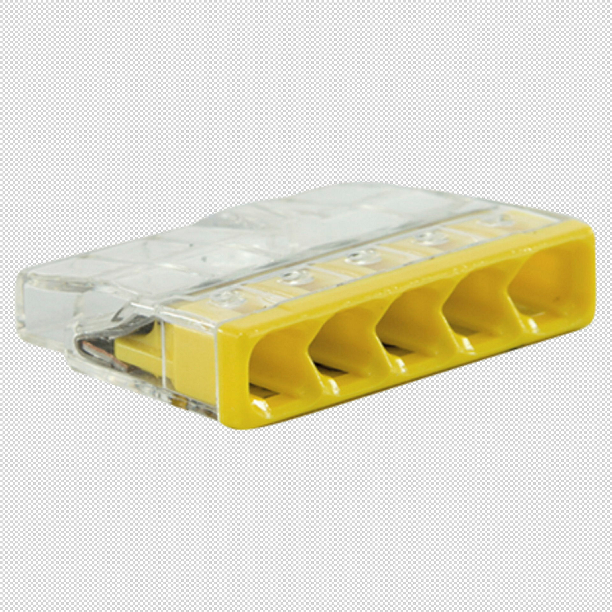 WAGO Compact-Verbindungsklemme, 5-fach, gelb, 25 Stück