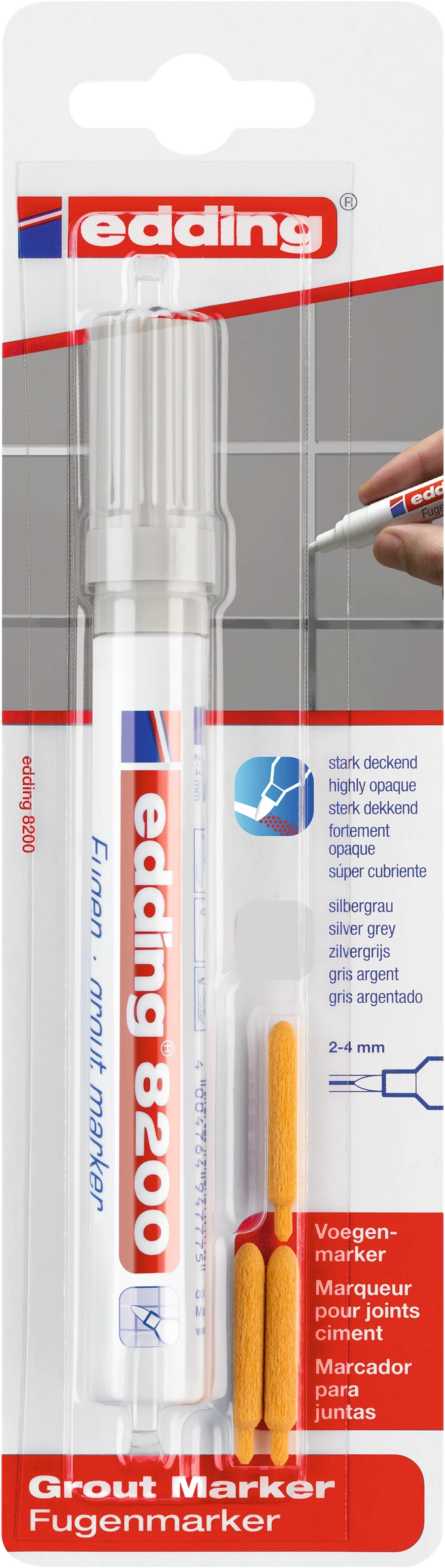 edding 8200 Fugenmarker 1er-Blister silbergrau