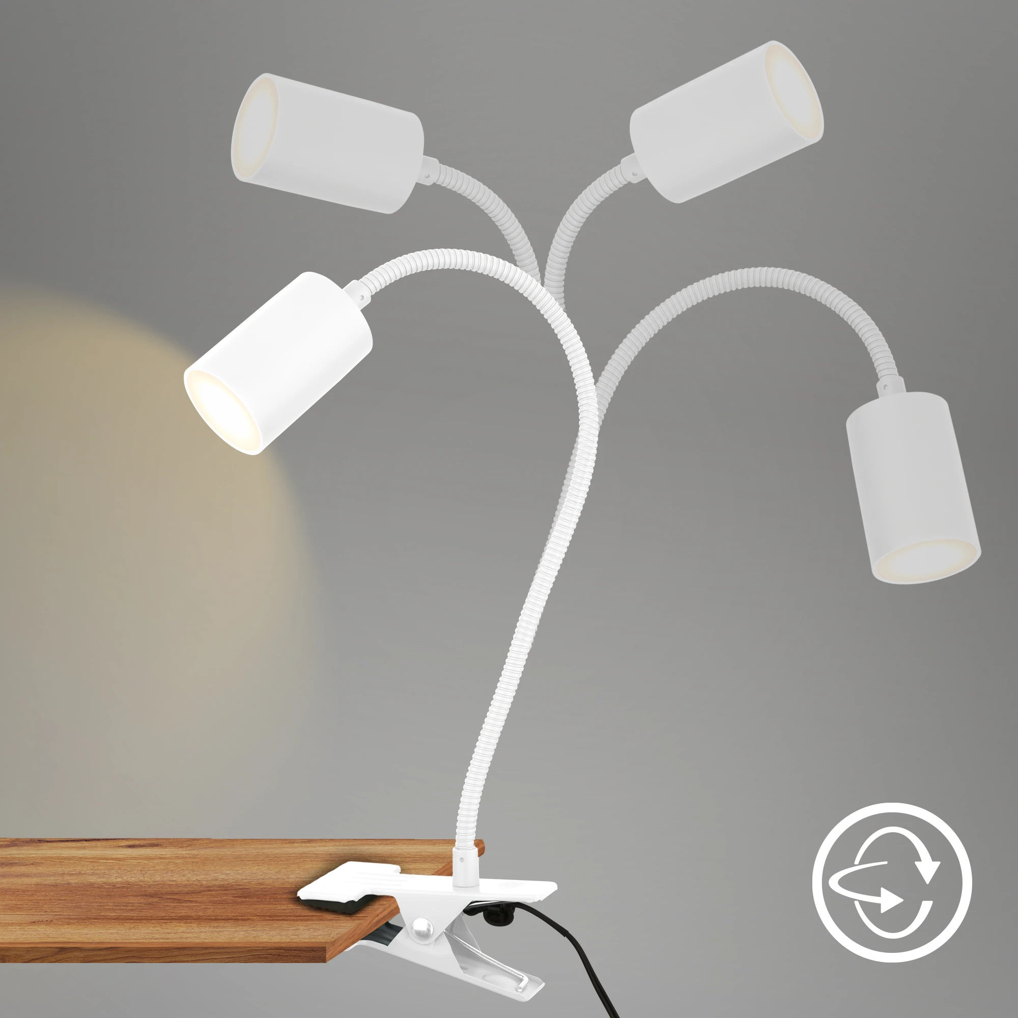 FLEKS LED Klemmleuchte, Weiß, inkl.. 1xLED 2,4W