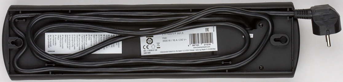 PRIMERA-LINE 10fach schwarz *DE* 2m H05VV-F3G15 - DUO mit 2 Schalter