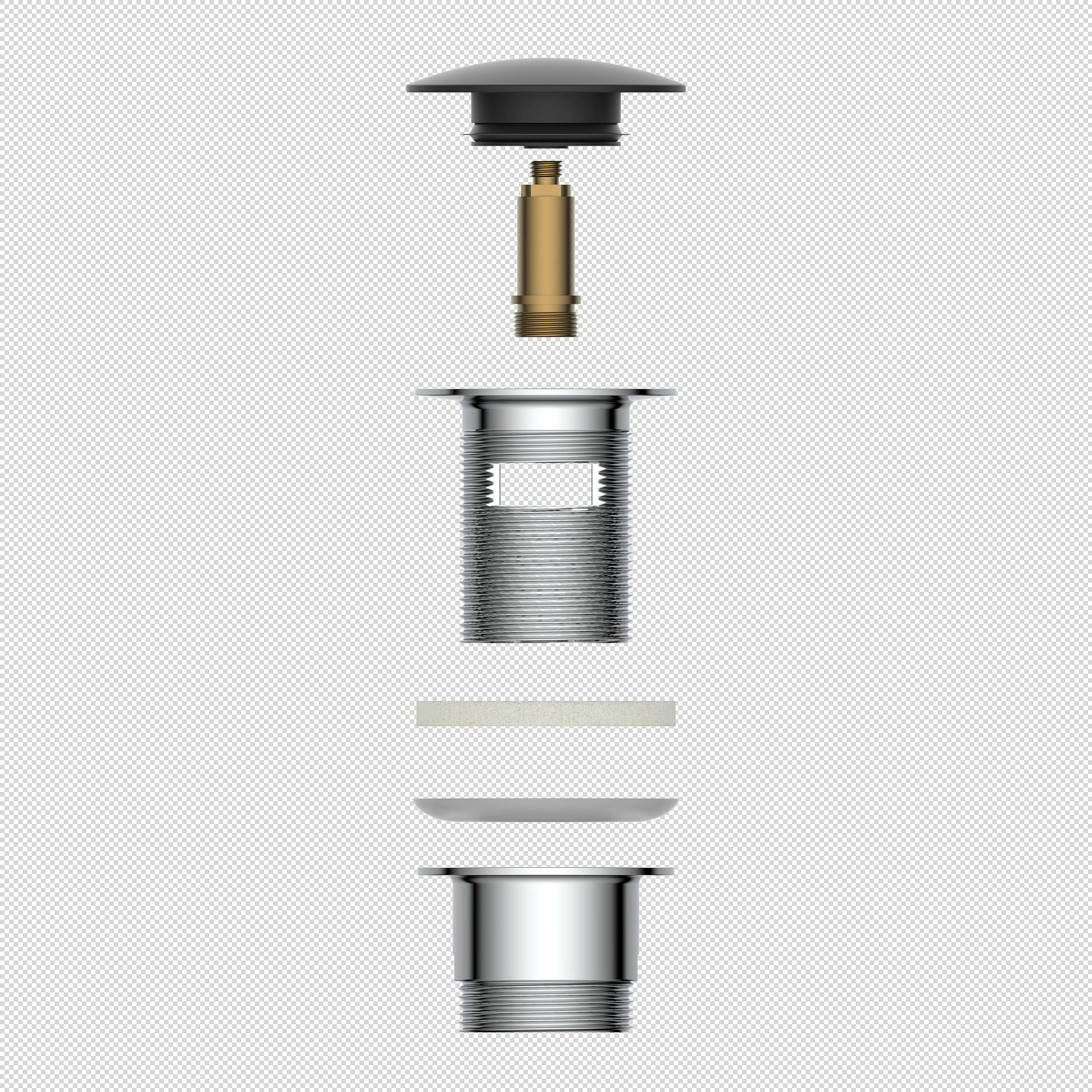 Design-Ablaufventil, Kappe Schwarz matt, 1 1/4'' x 65 mm, mit Überlauf