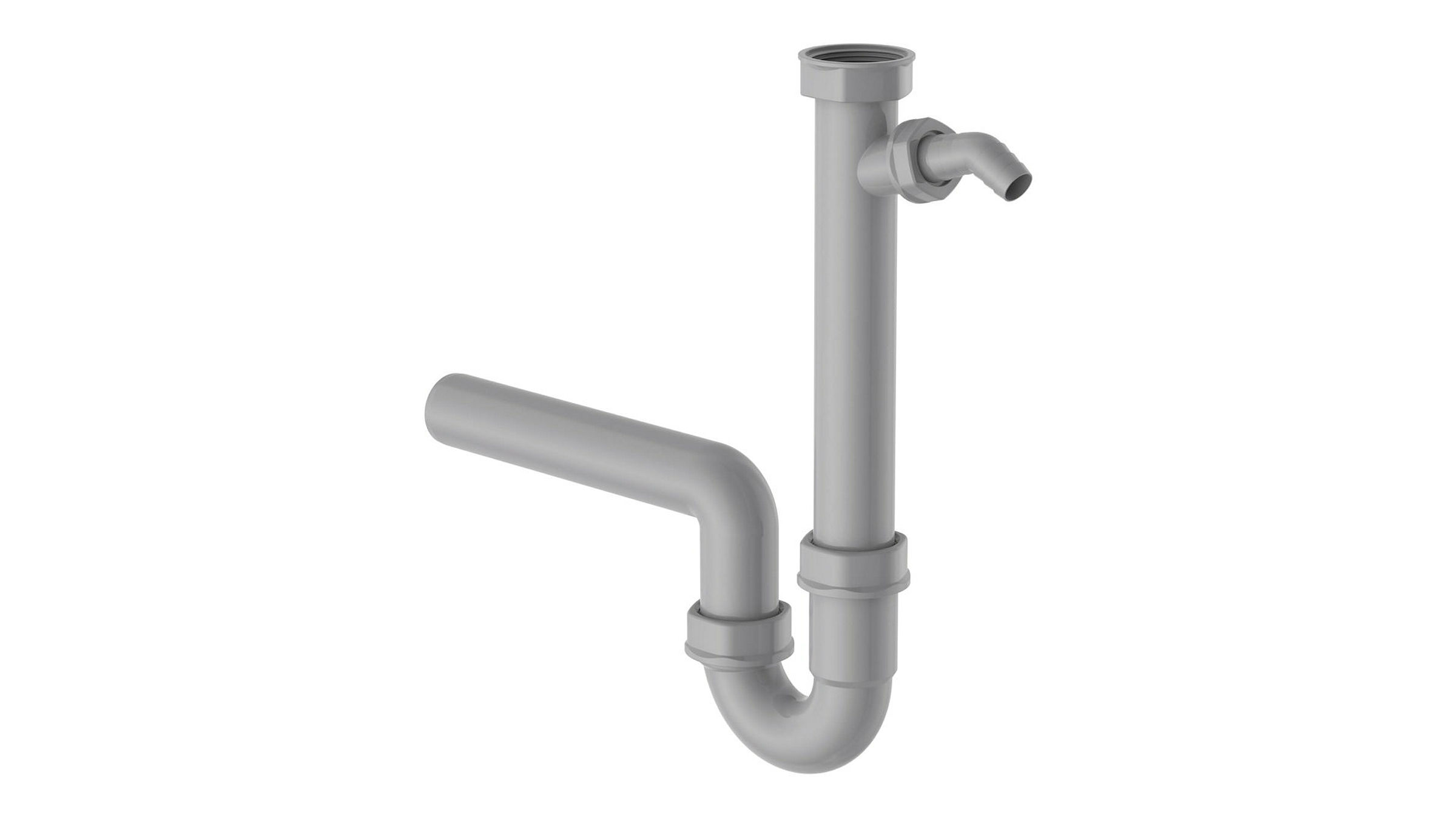 ECO-SAVE KS Spültisch-Röhrensiphon,Grau, 1 1/2''IG x 40 mm, mit 3/4'' Gerät