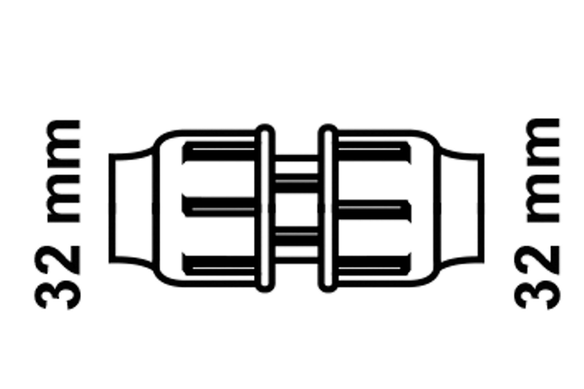 PP Verbindungsstück, 32 mm, Klemmfitting für HDPE, DVGW zertifiziert
