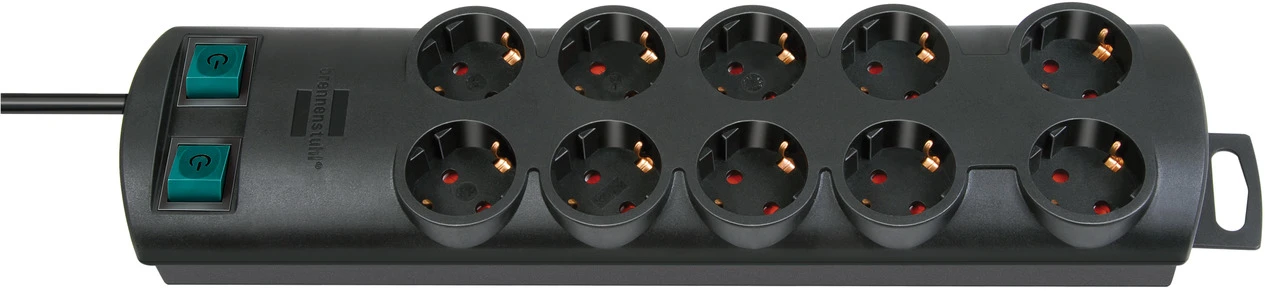 PRIMERA-LINE 10fach schwarz *DE* 2m H05VV-F3G15 - DUO mit 2 Schalter
