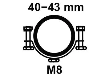 Rohrschelle, 40 mm - 43 mm, schallgedämmt, für 1 1/4'', mit M8 Gewindemuffe