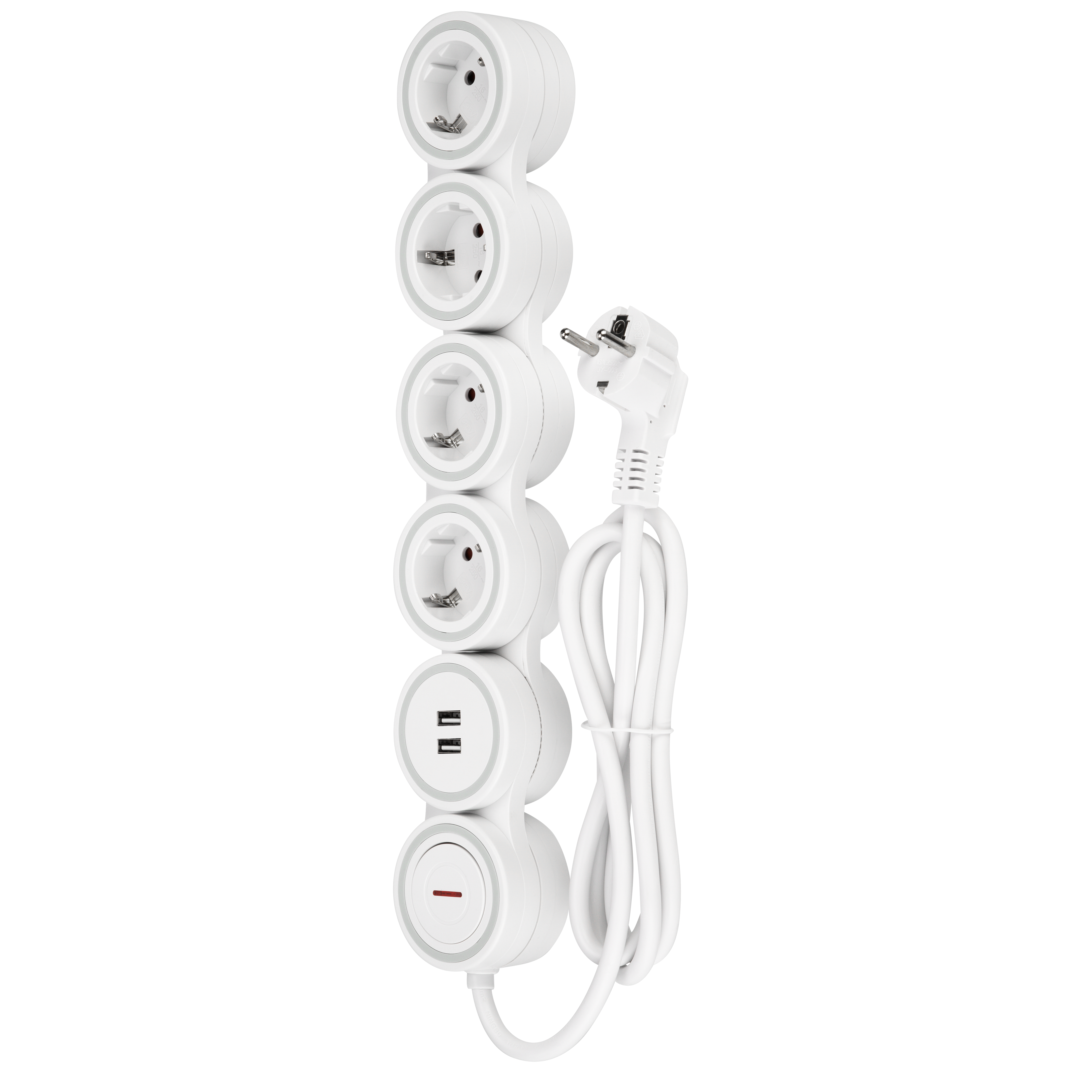 Steckdosenleiste Supraflex 4-fach USB & Schalter 1,4m weiß-grau