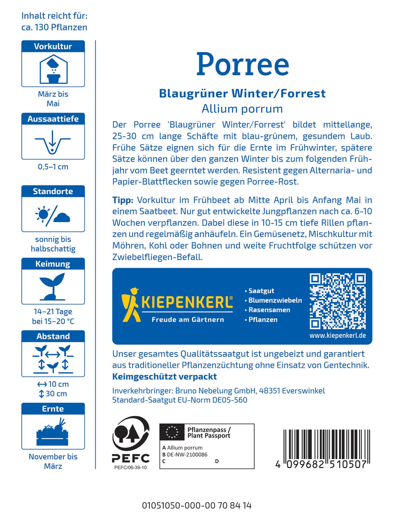 Kiepenkerl Porree Blaugrüner Winter/Forrest