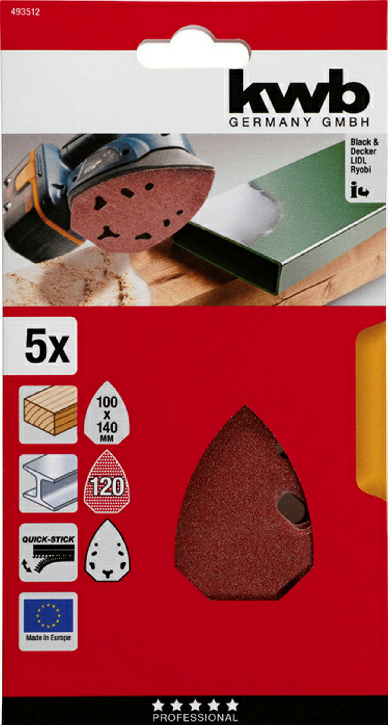 Haft-Schleifdreiecke, HOLZ & METALL, 100 x 140 mm, K 120