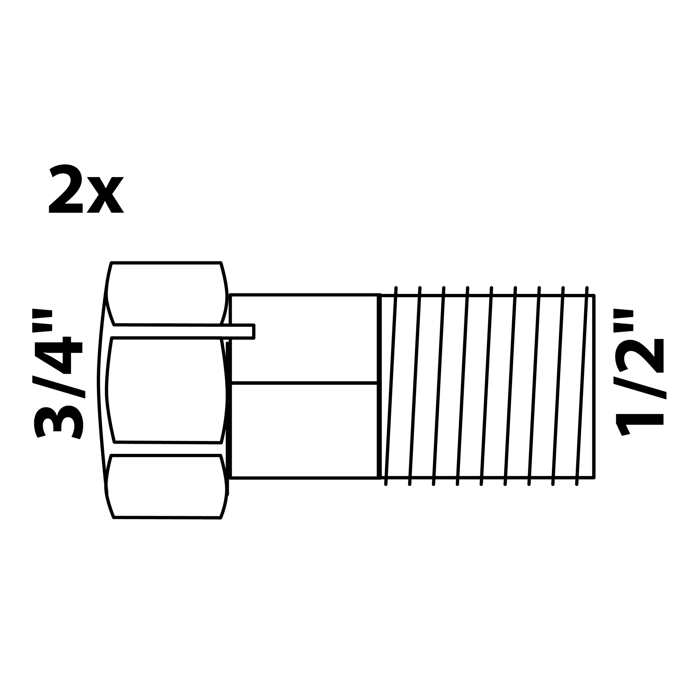 Wasserzähler-Verschraubung, 3/4''IG x 1/2''AG (2x)