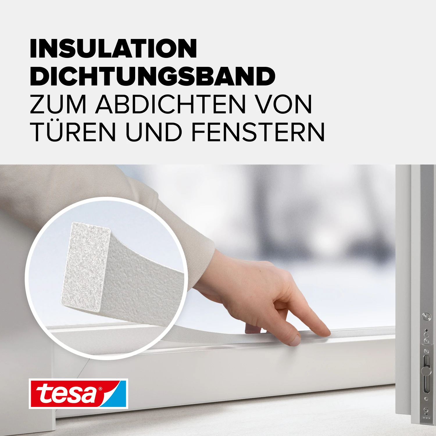 tesamoll® Schaumstoffdichtung für Fenster und Türen, weiß, 6m x 15mm x 6mm