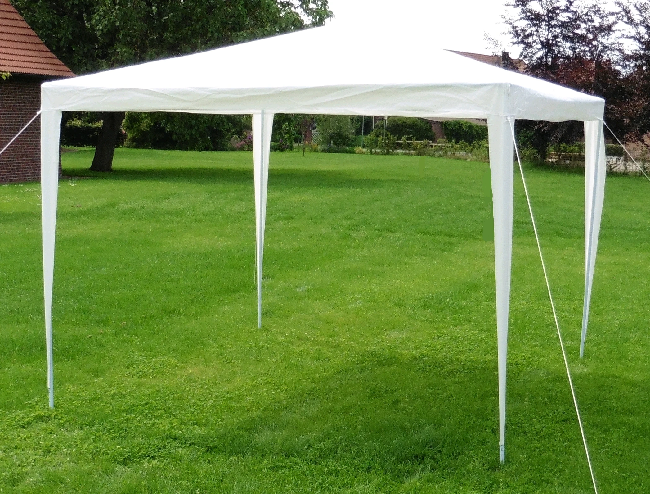 Stahlrohr-Pavillon 3x3 m weiß, 2,5mhöhe,PE Gewebe,25/19/19mm