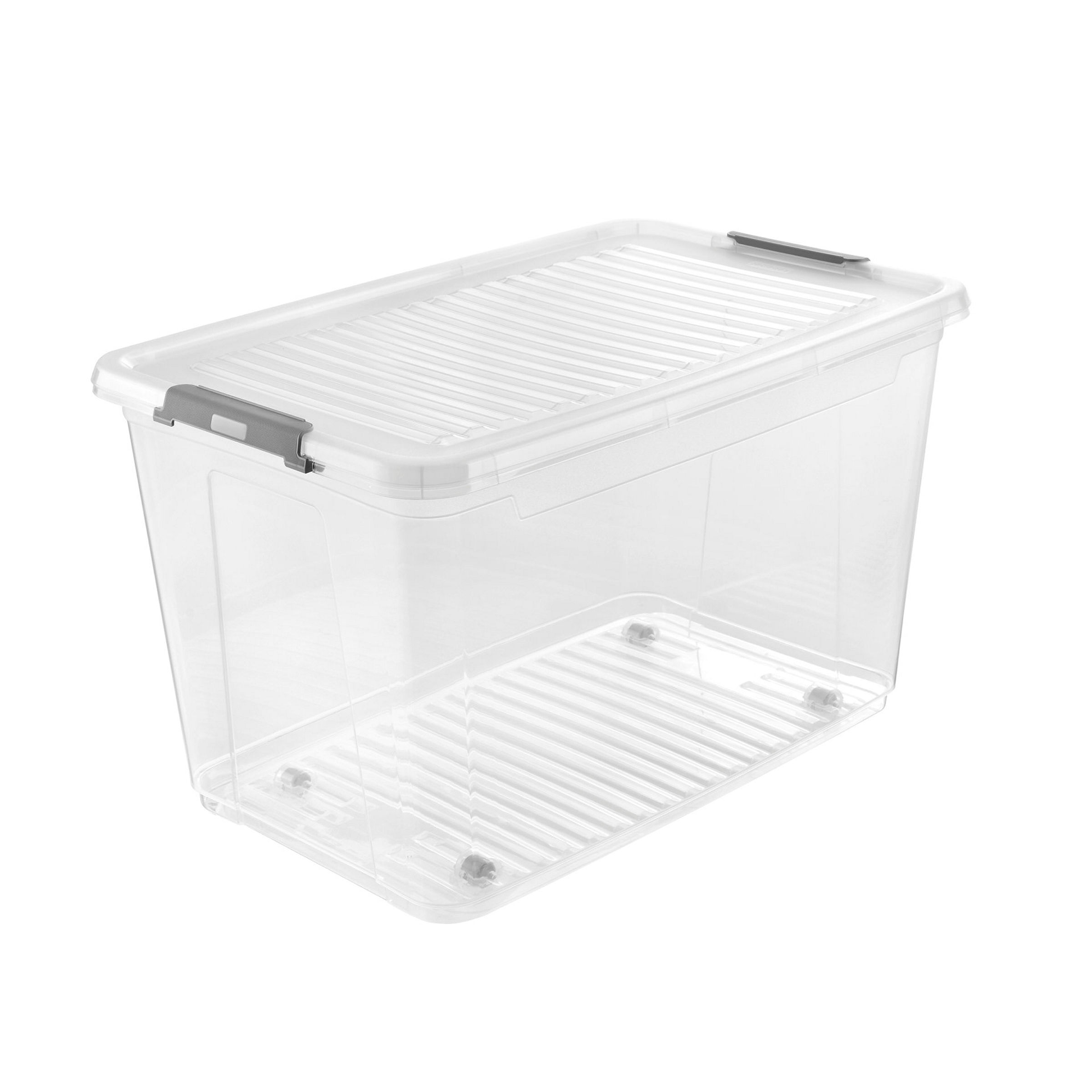 keeeper Clipbox mit Deckel u. Rollen, 56 L, 59 x 38 x 35,5 cm, leo, Transp.