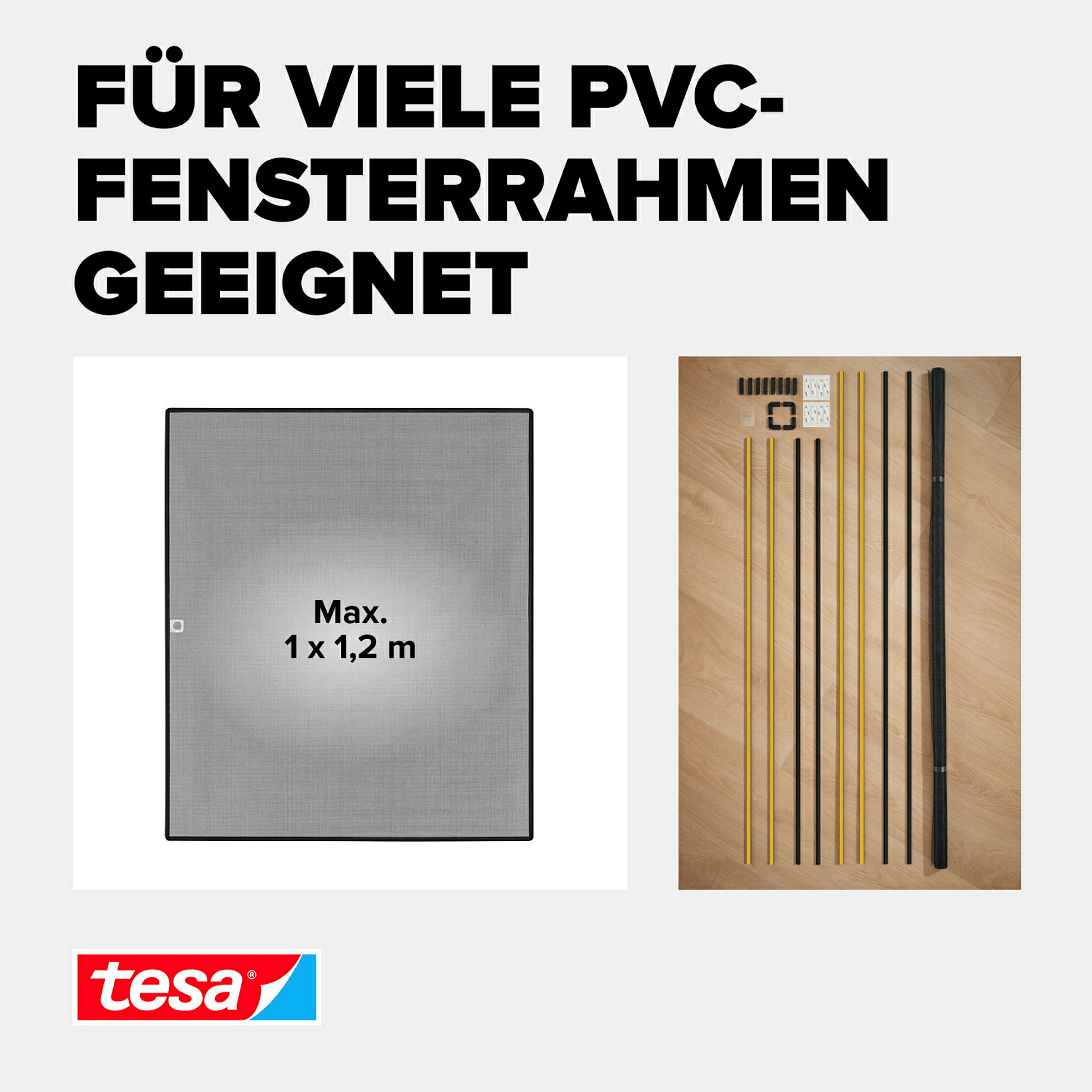 tesa® Anklipsrahmen Fliegengitter 1,00 m x 1,20 m
