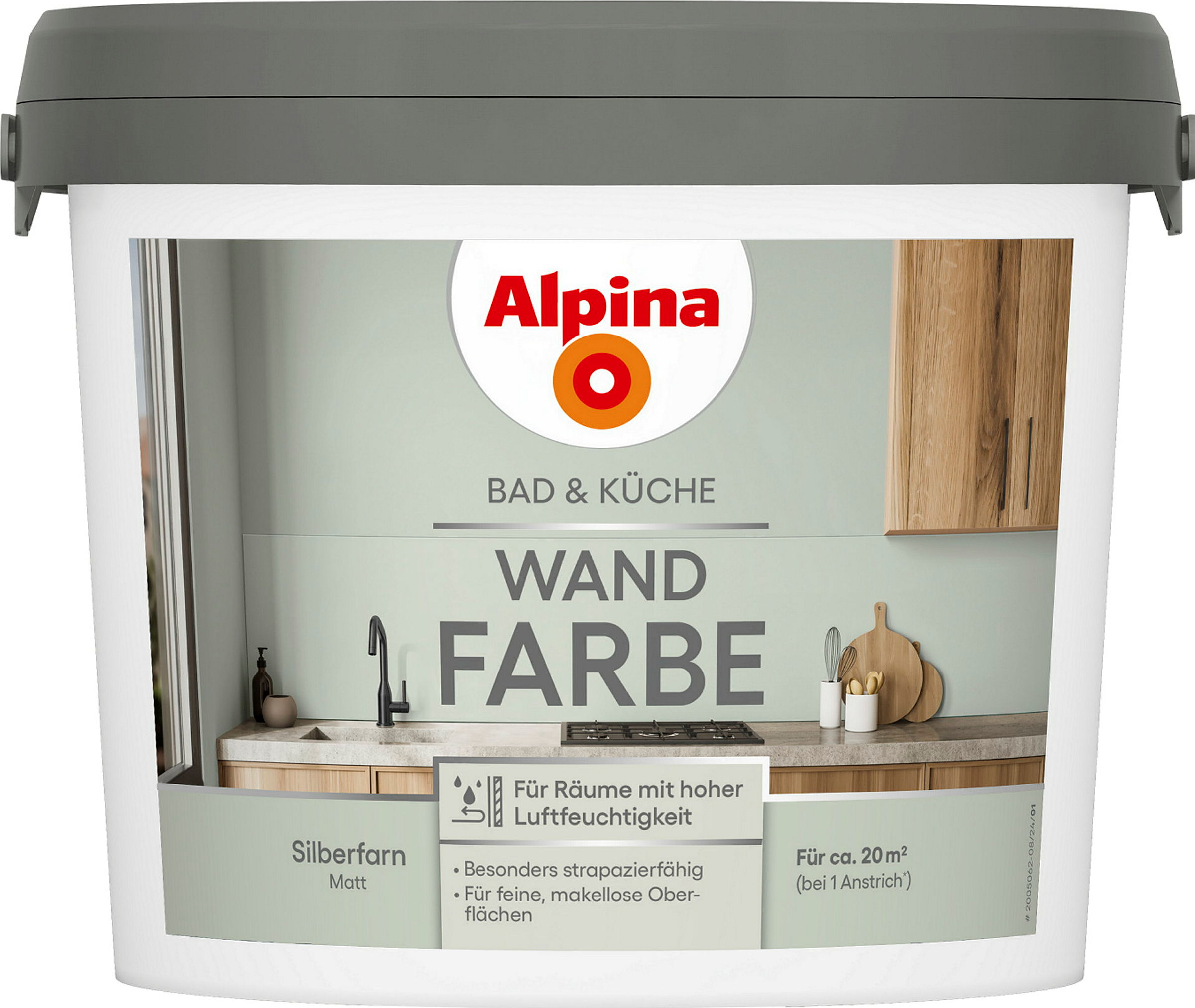 Alpina Bad & Küche Wand-Farbe Silberfarn 2,5L