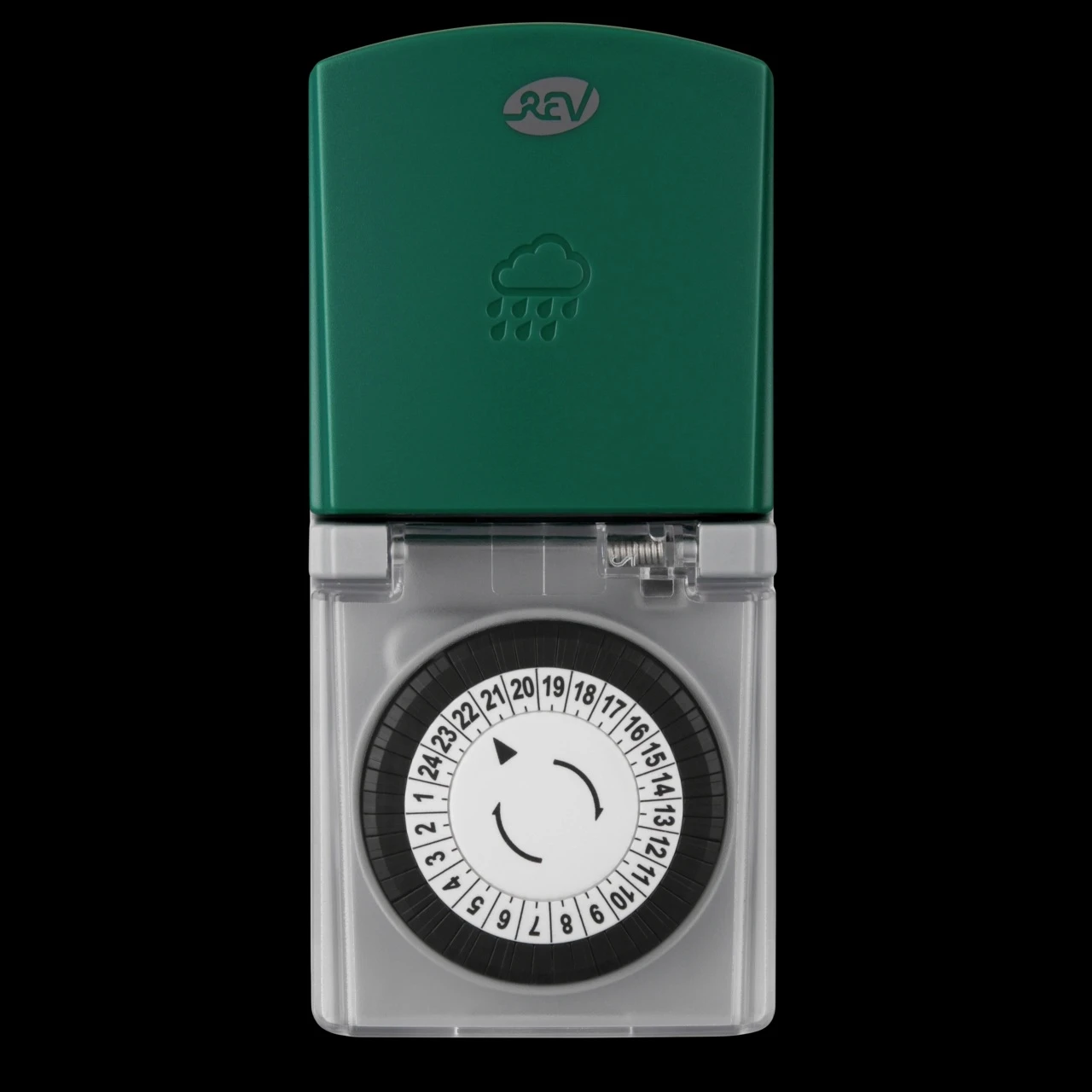 Zeitschaltuhr außen IP44 mechanisch Standard 48 Schaltzeiten grau-grün
