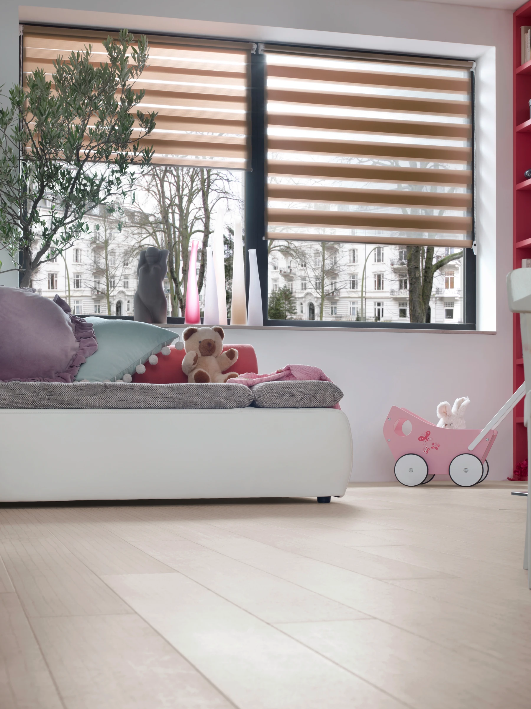 Doppelrollo Easy Fix mocca 45x150 cm