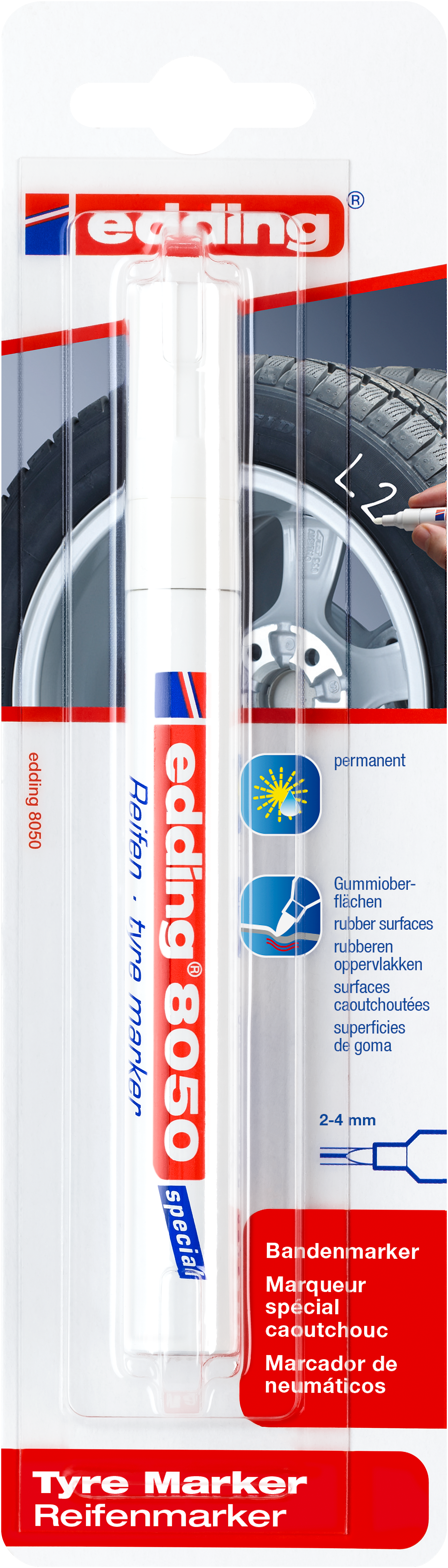 edding 8050 Reifenmarker 1er-Blister weiß