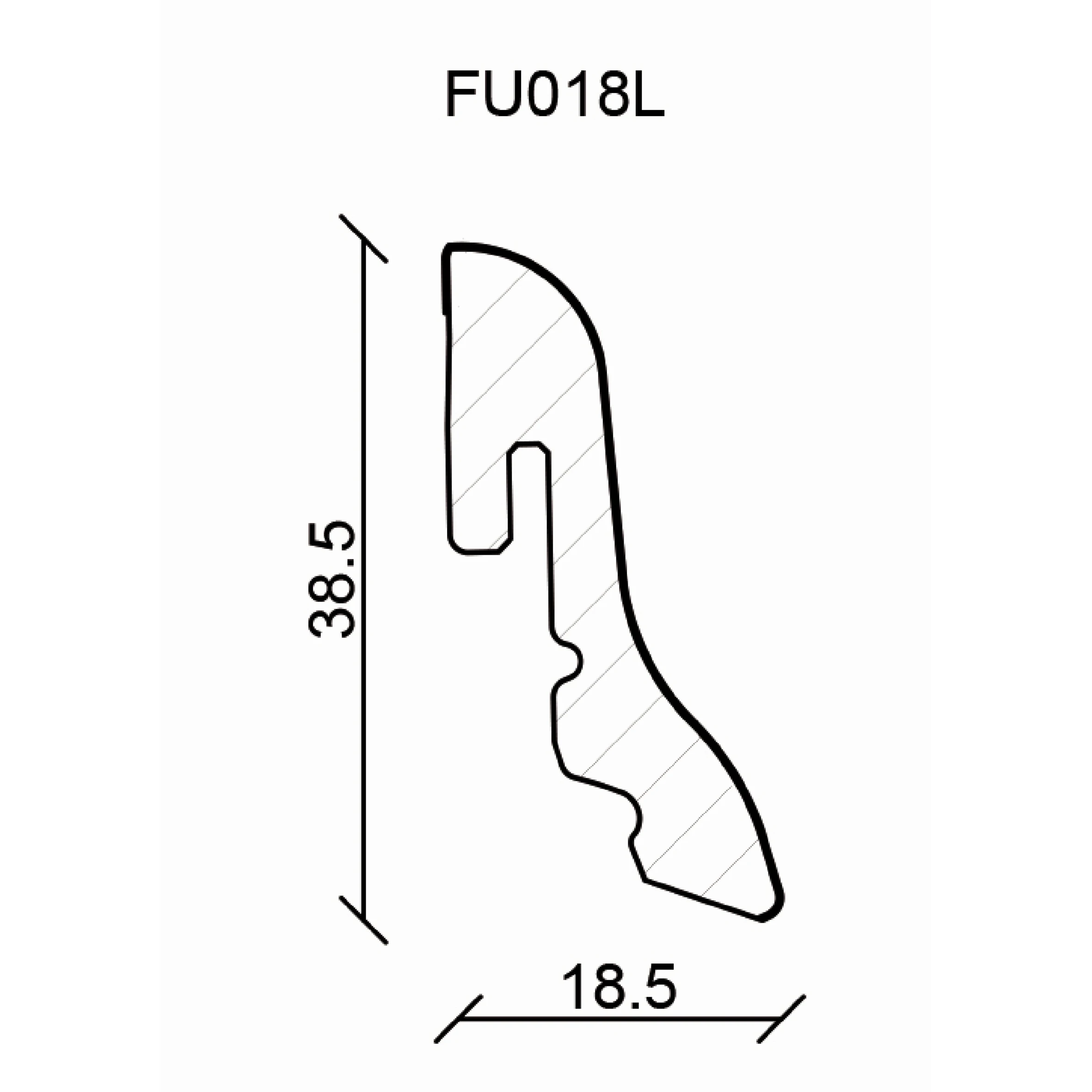 Sockelleiste 18,5x38,5x2400mm, weiß foliert (RAL9016), überstreichbar