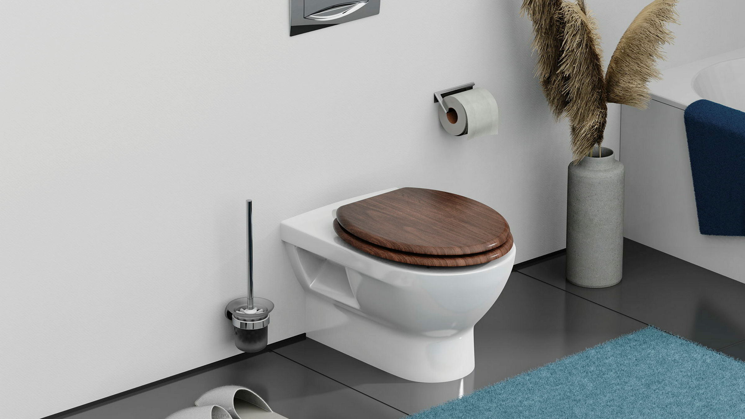 MDF WC-Sitz DARK WOOD, mit Absenkautomatik