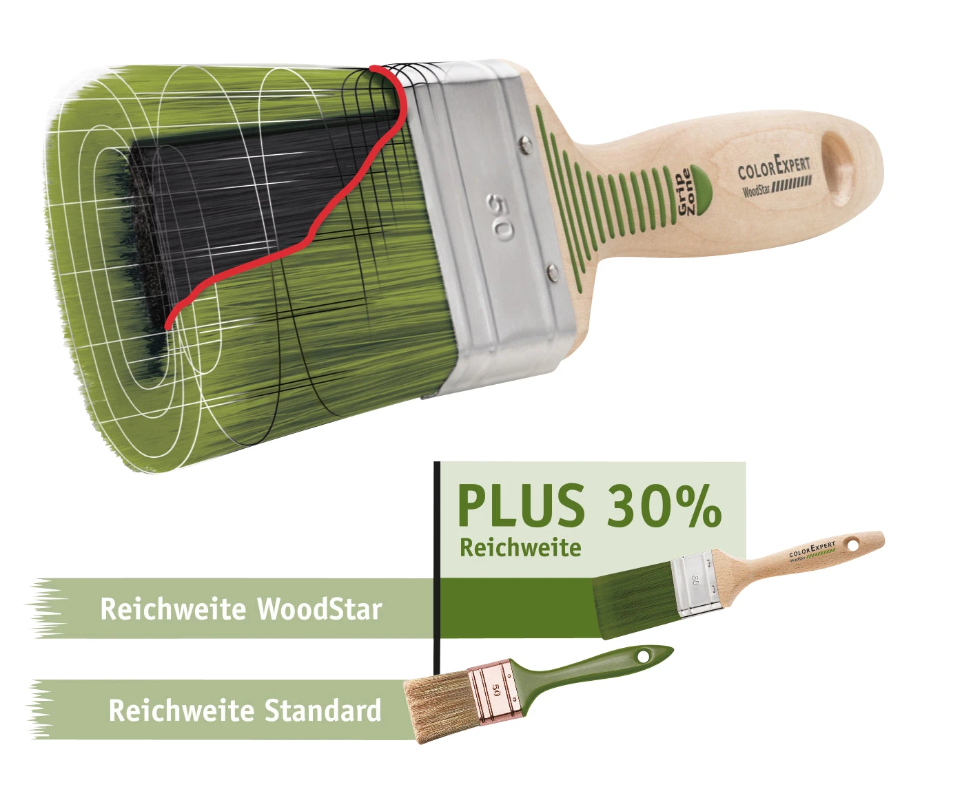 Lasur-Flächenstreicher 100x30 mm WoodStar abgewinkeltem mit 3K-Griff