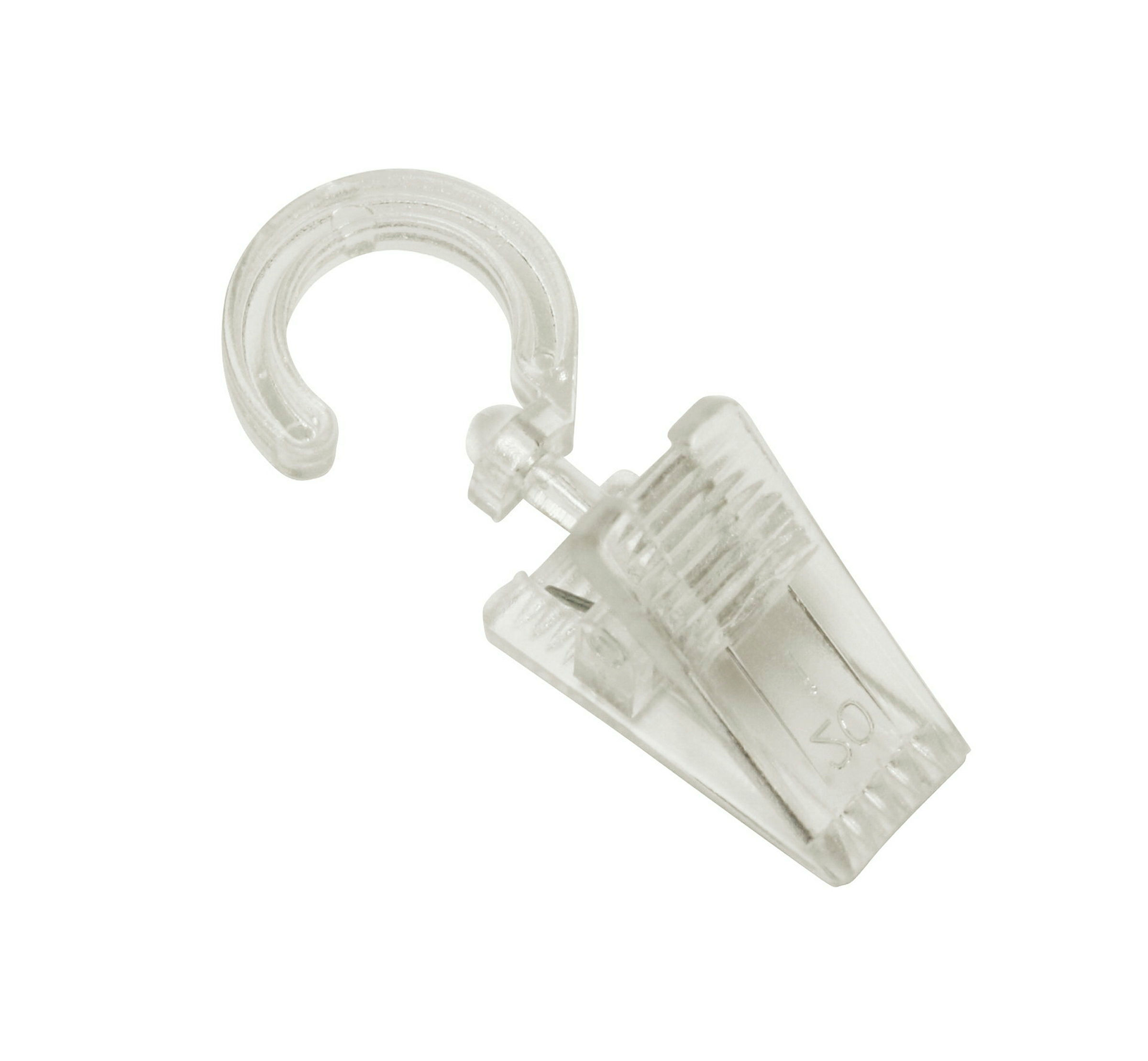 Gardinenhaken mit Klammer, für Gardinenringe, transparent