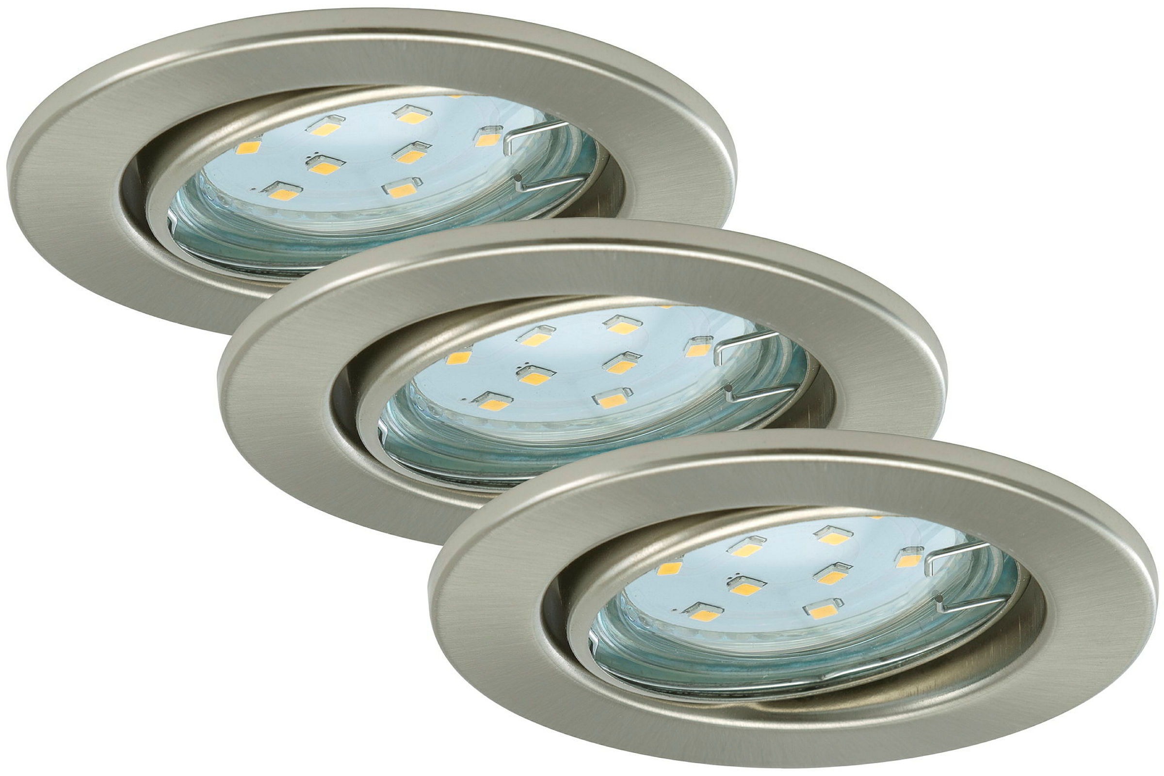 LED Einbauleuchten, nickel,3er-Set,3xLED/GU10/2,9W