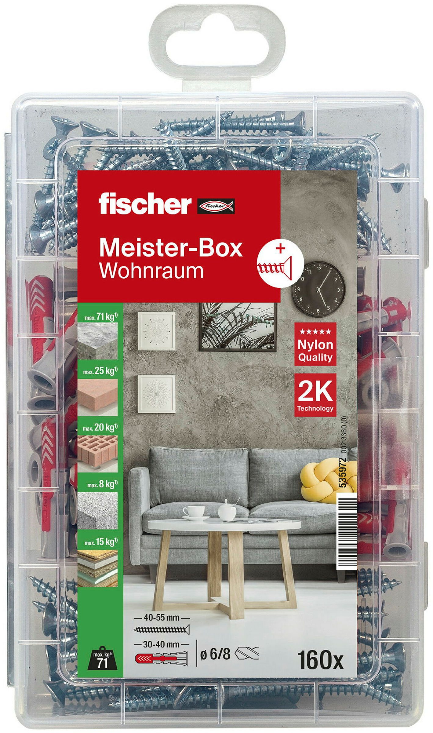 fischer Meister-Box Wohnraum + Schrauben, 160-tlg.
